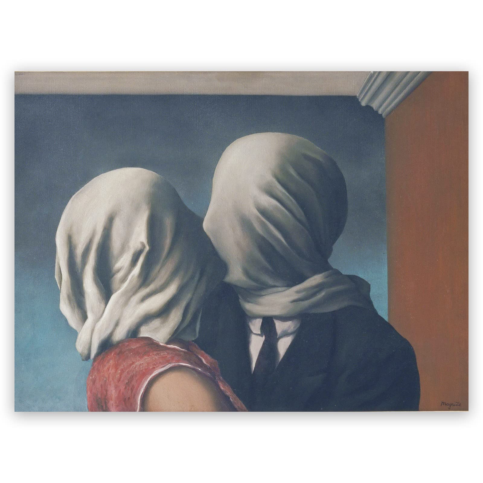 Rene Magritte Canvas Wall Art - The Lovers Poster - Fine Art Prints - Surrealism Painting Modern Home Decor for Living Room Bedroom Unframed (12x16in/30x40cm)