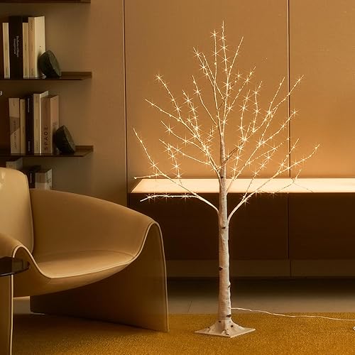 Miniatura 1 de Fudios Árbol de abedul iluminado de 4 pies, 200 luces LED, ramitas de Navidad, árboles de cadena de luces para interiores, para decoración del