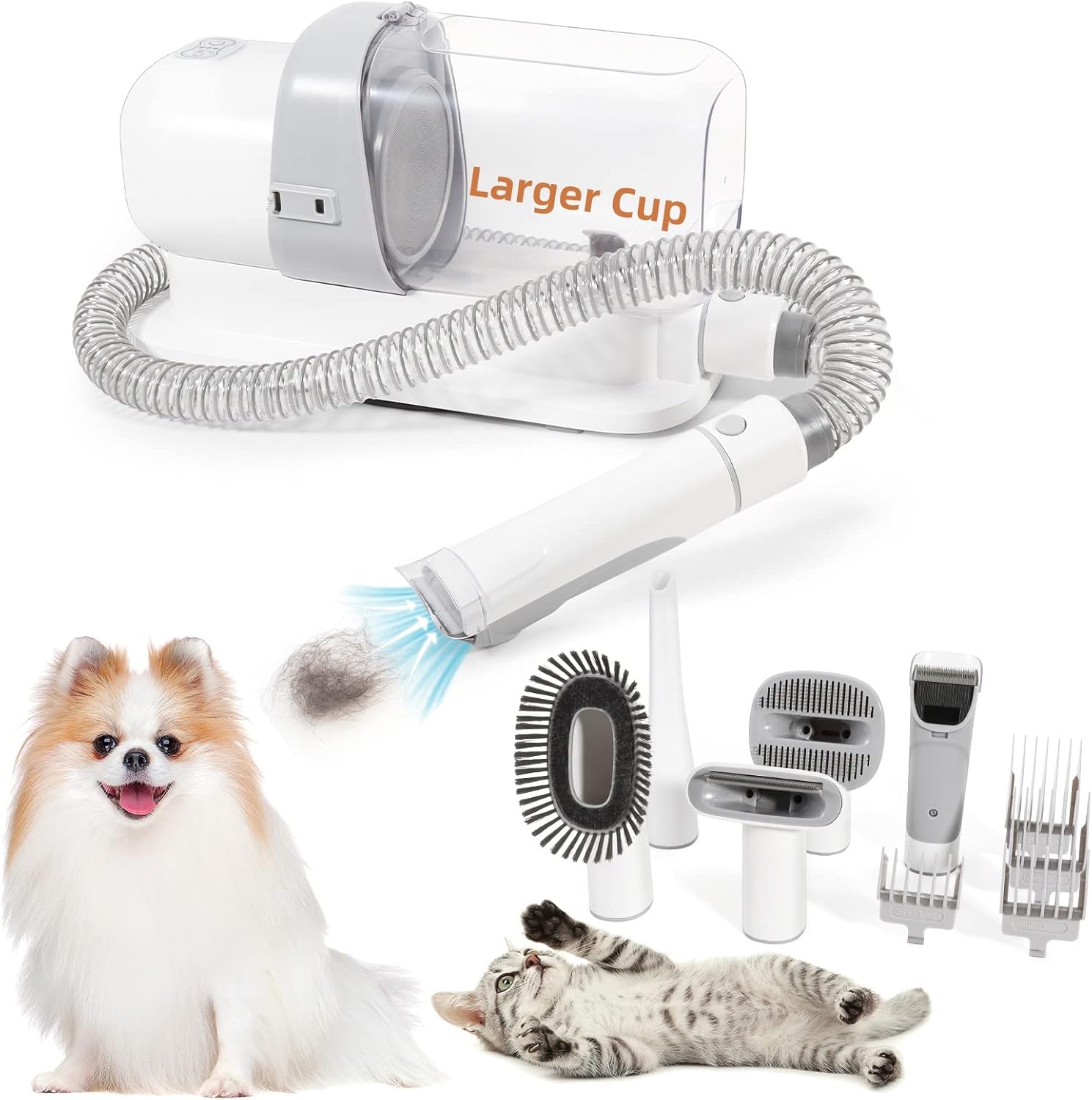 Dog Hair Vacuum, Dog Grooming Kit, Pet Grooming Vacuum, 2.3L Dust Cup