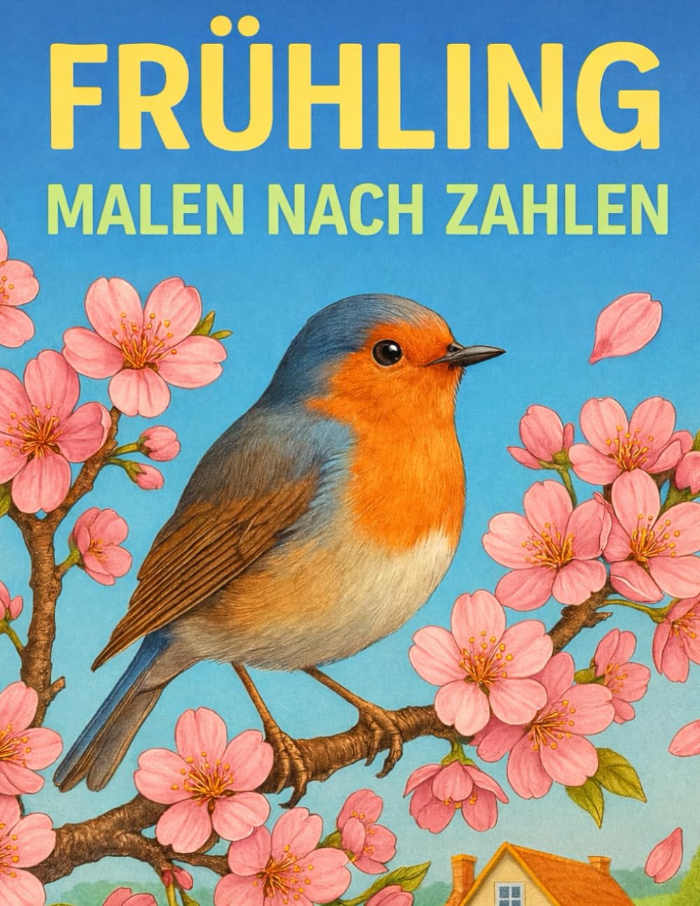 Frühling Malen nach Zahlen: Großdruck Malbuch für Erwachsene und Senioren | Frühling Blumen, Vögel, Schmetterlinge, Tiere, Landschaften