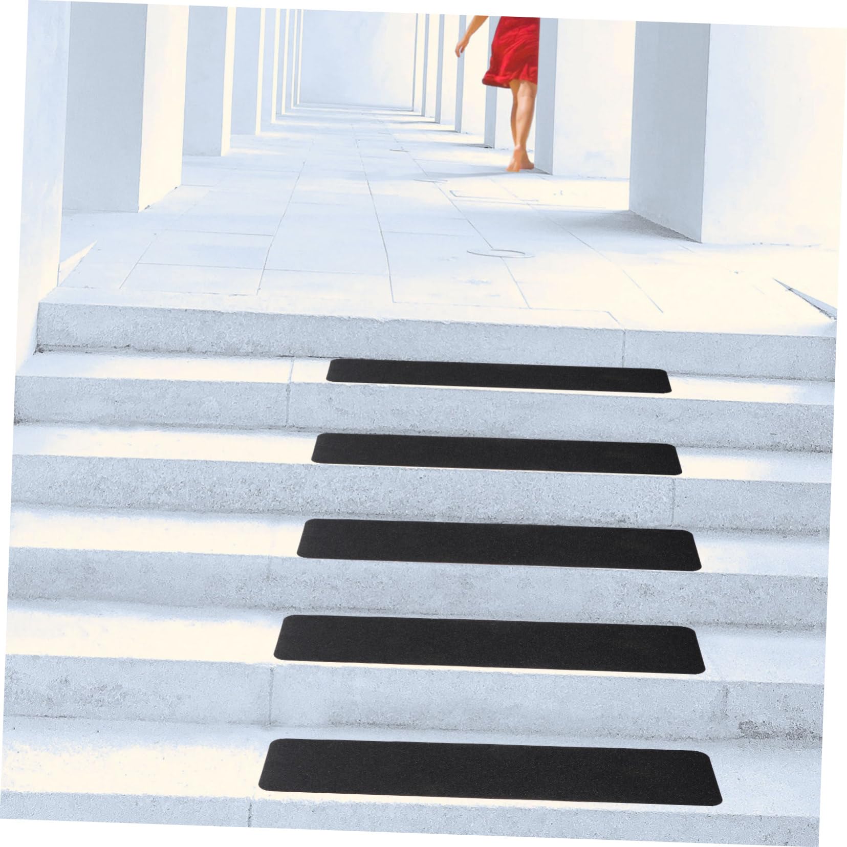 Nastro Antiscivolo in Pvc Nero, 4 Pezzi per Gradini | Scale Interne ed Esterne, Adatto a Adulti e Animali, Superficie Opaca Resistente