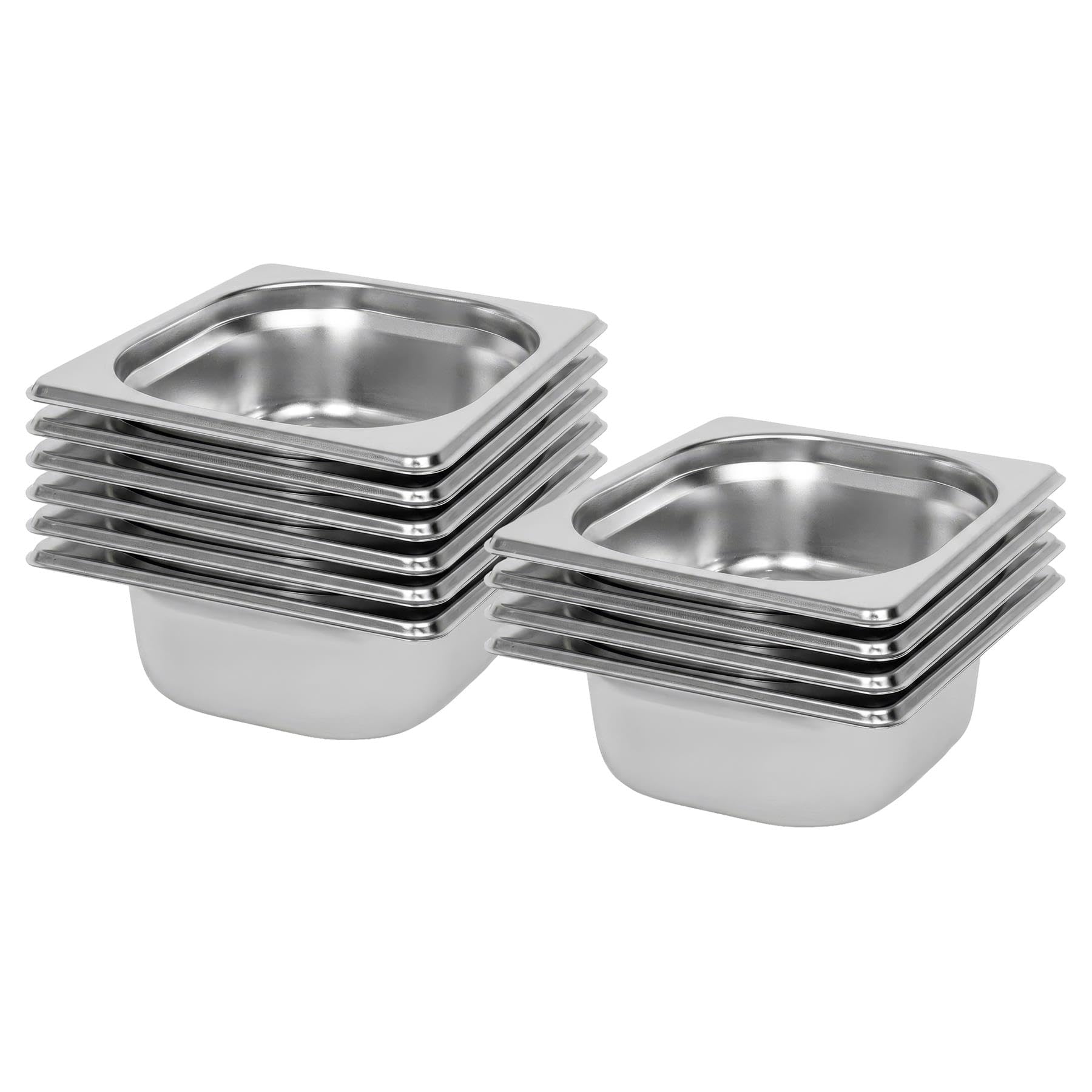 Argon Tableware 1L Gastronorm Containers 1/6 GN 65mm - Pack of 10 | 1/6 GN Pans, Pack of 10, 65mm Deep, 1L Capacity, Stainless Steel, Dishwasher Safe, Catering, Buffet & Food Storage