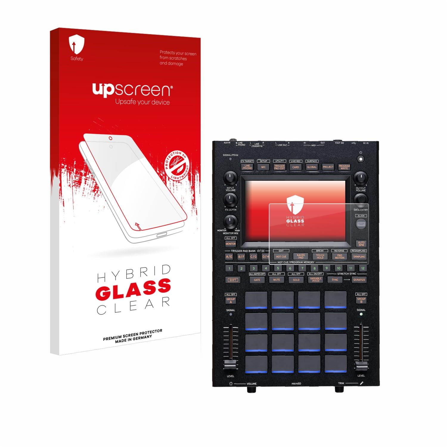 upscreen Screen Protector Film compatible with KORG KAOSS Replay - 9H Glass Protection, Extreme Scratch Resistant, 1-Pack, Clear