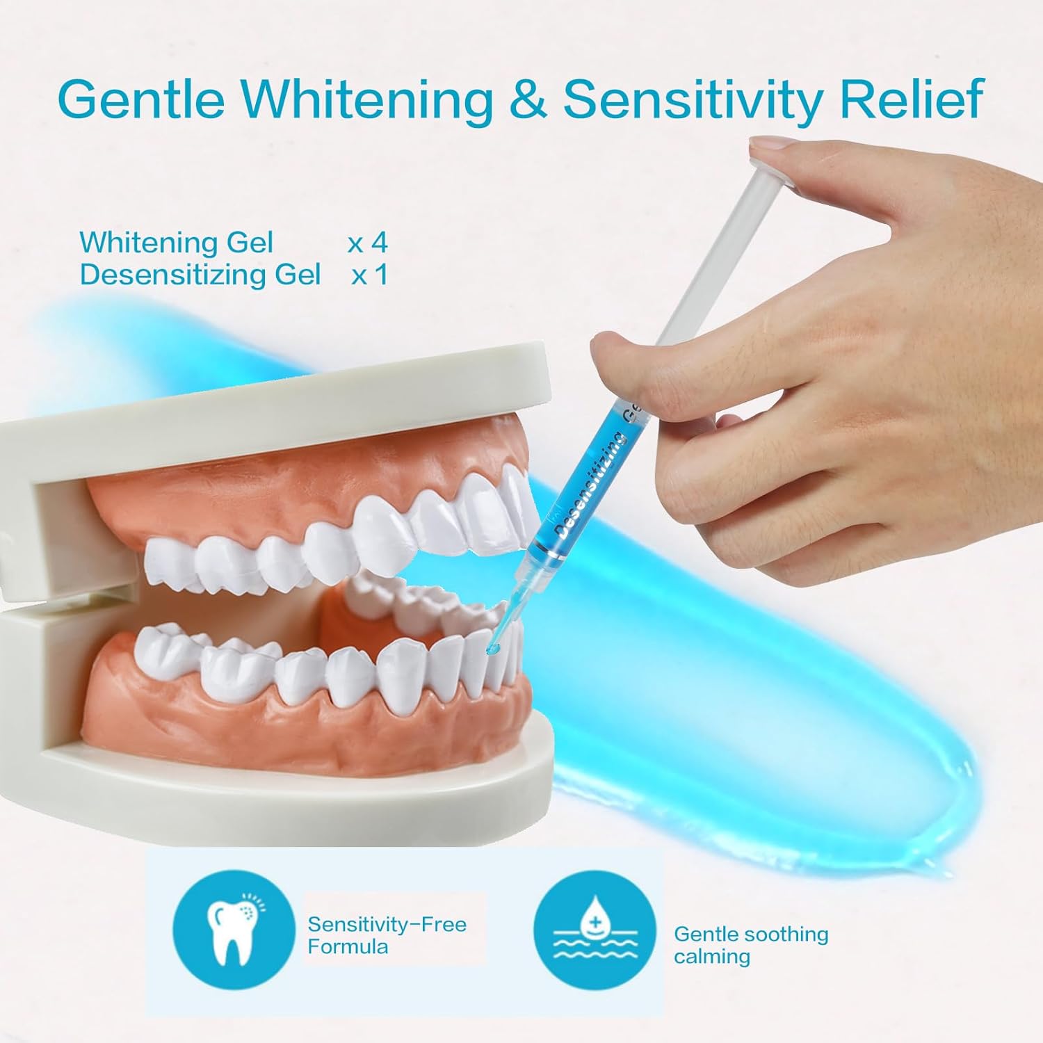 Teeth Whitening LED Light Kit - 4+1 Whitening and Desensitization Gel for Sensitive Teeth, Effective Removes Stains from Smoking, Coffee, Wine and Food, Safe Formula for Brighter Smile(20+ Treatments) - Image 6