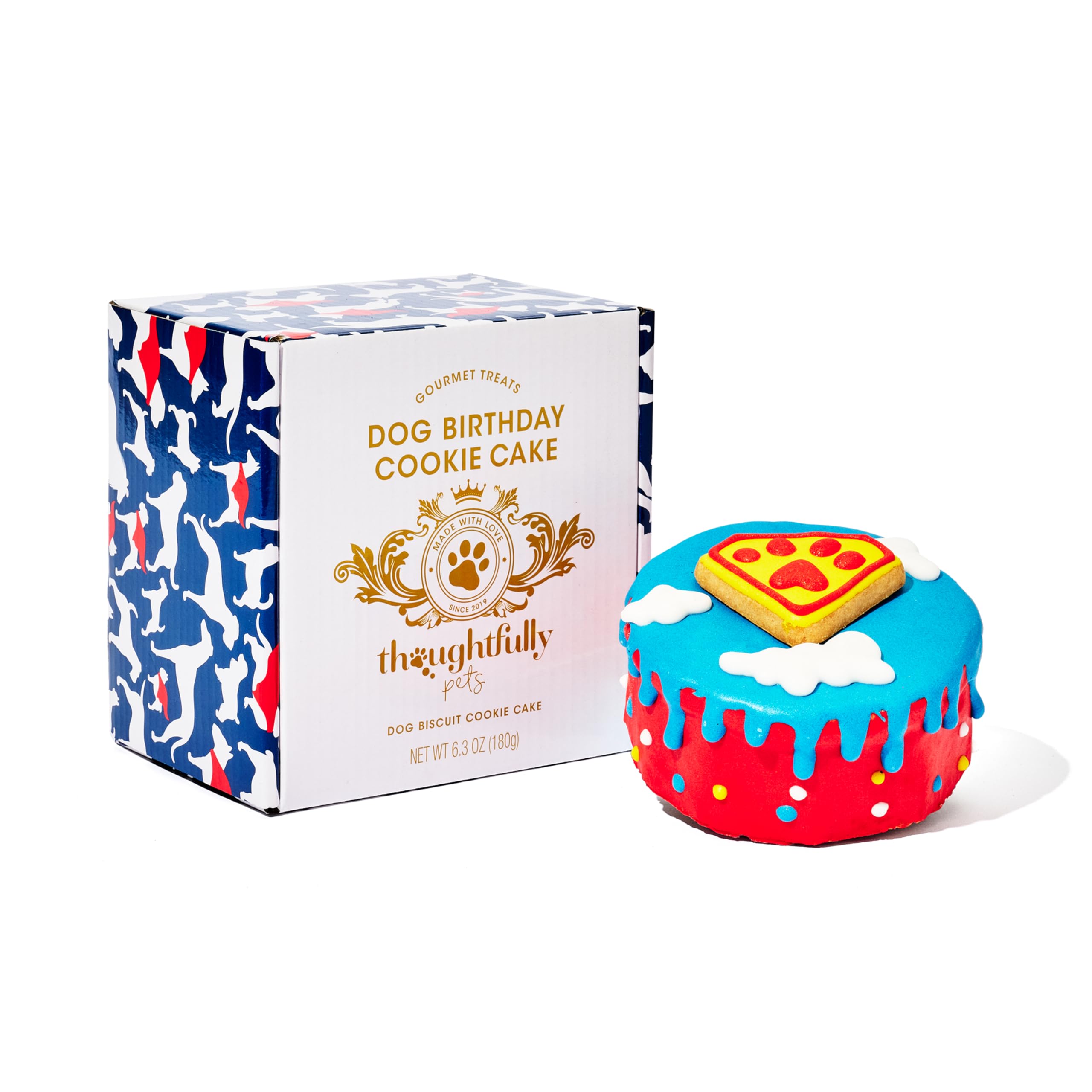 Superhero Dog Birthday Cookie Cake, Decorated Gourmet Biscuit Dog Treat
