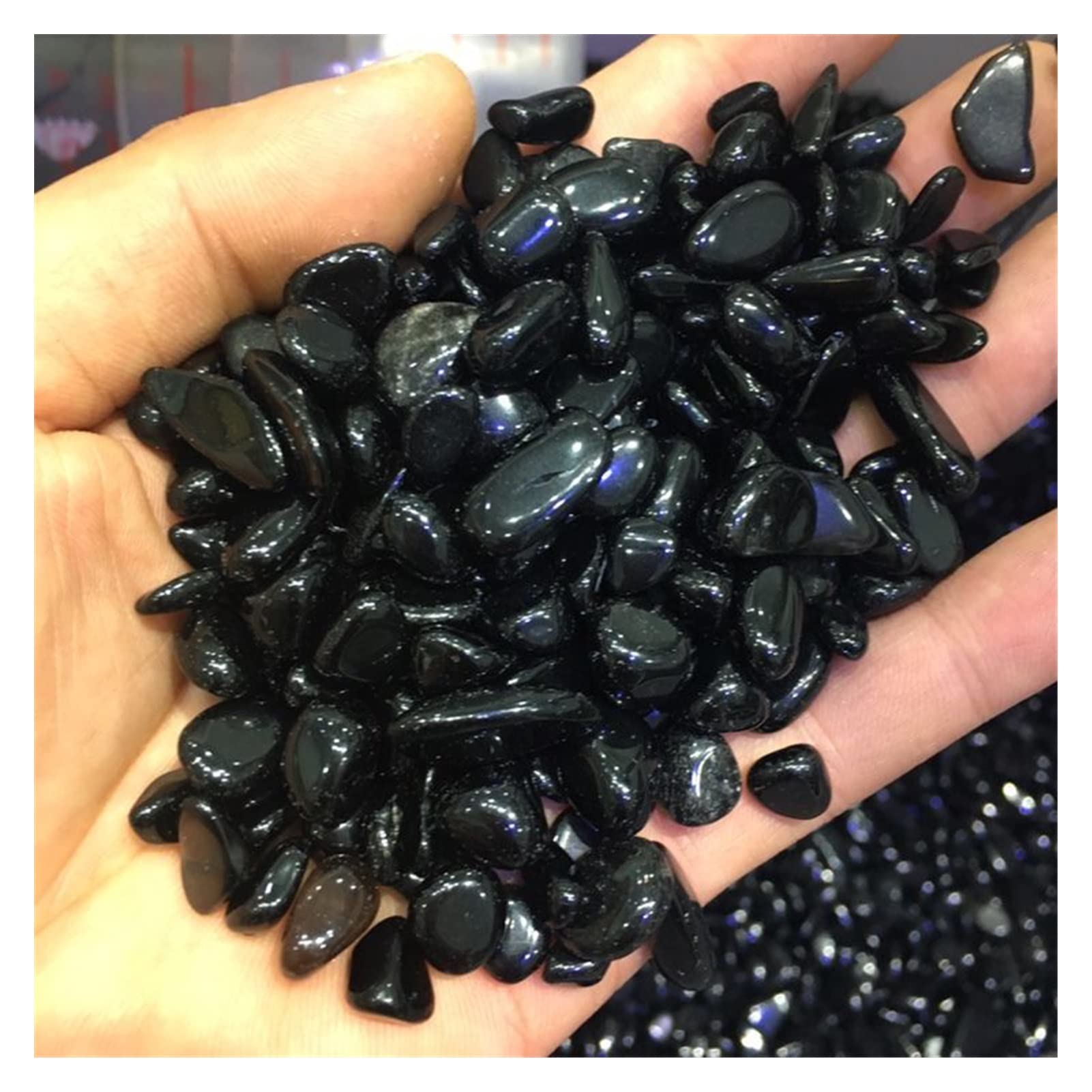 Raumdekoration Natürlicher schwarzer Obsidian-Trommelstein, polierte Kristallsteine, Dekoration, Geschenk (Size : 200g)