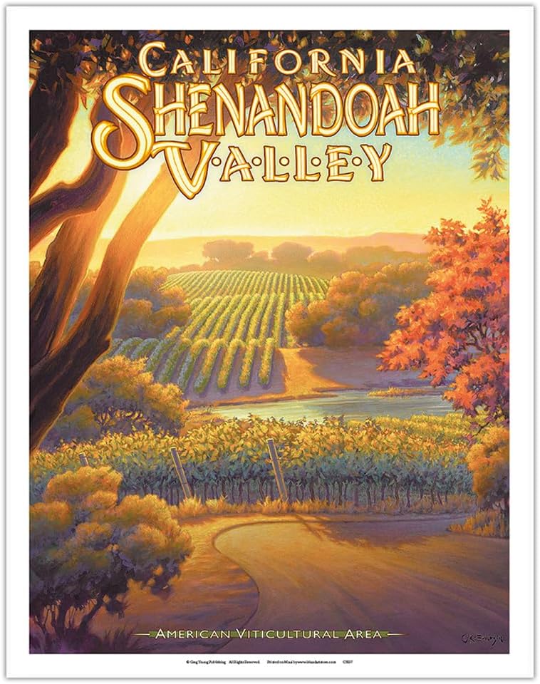 California Shenandoah Valley Wineries - California Vineyards Wine Country Art by Kerne Erickson - Fine Art Matte Paper Print (Unframed) 11x14in