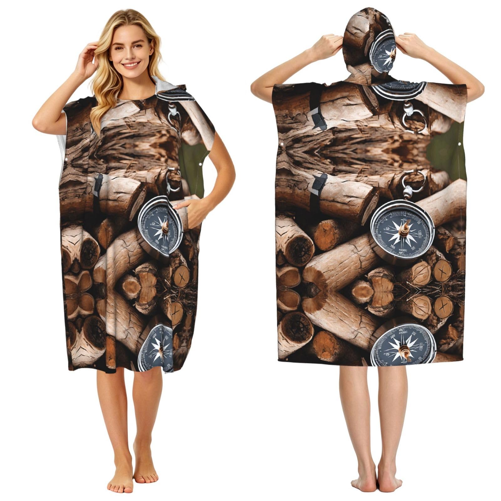 Poncho à capuche en microfibre Law of the Compass pour adulte homme et femme léger