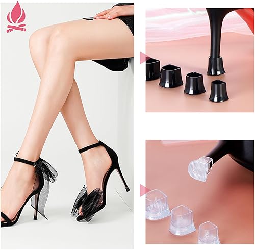 Miniatura 10 de JEVRKAPZ Protectores de talón para tacones altos, reemplazo de talón para botas de mujer para caminar sobre hierba, fundas de talón antideslizantes