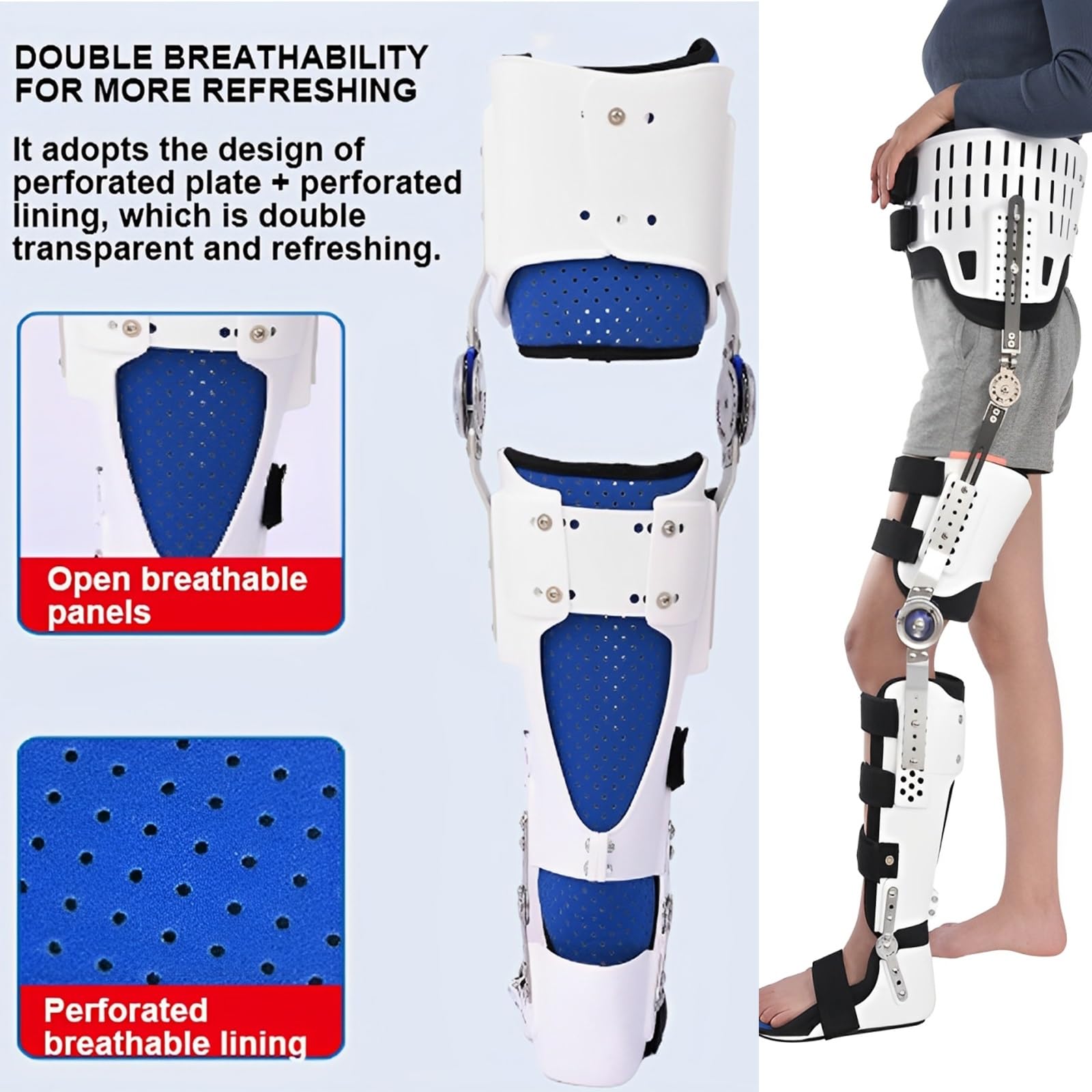Genouillère professionnelle avec stabilisateurs latéraux,attelle fixe réglable respirante,attelle articulée for jambe complète,aide améliorer l'équilibre jambes,forte stabilité sport,l'entraînement