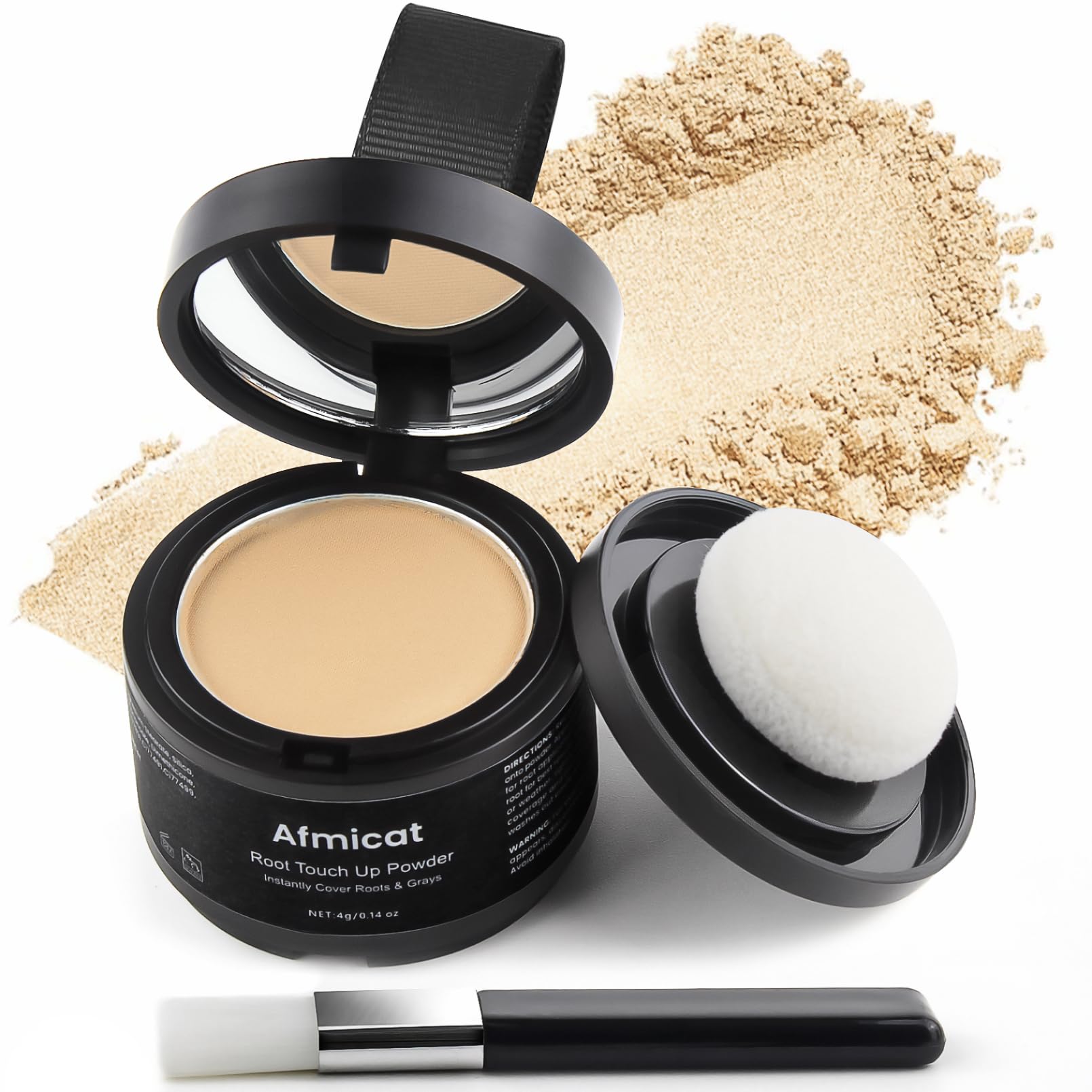 Afmicat Root Touch Up Powder, Hairline Powder for Thinning Hair, Instantly Cover Grey Hair, Root Cover Up for Women & Men, Bald Spots, Grooming, Beard Line (Light-Blonde, 0.14 Ounce (Pack of 1))