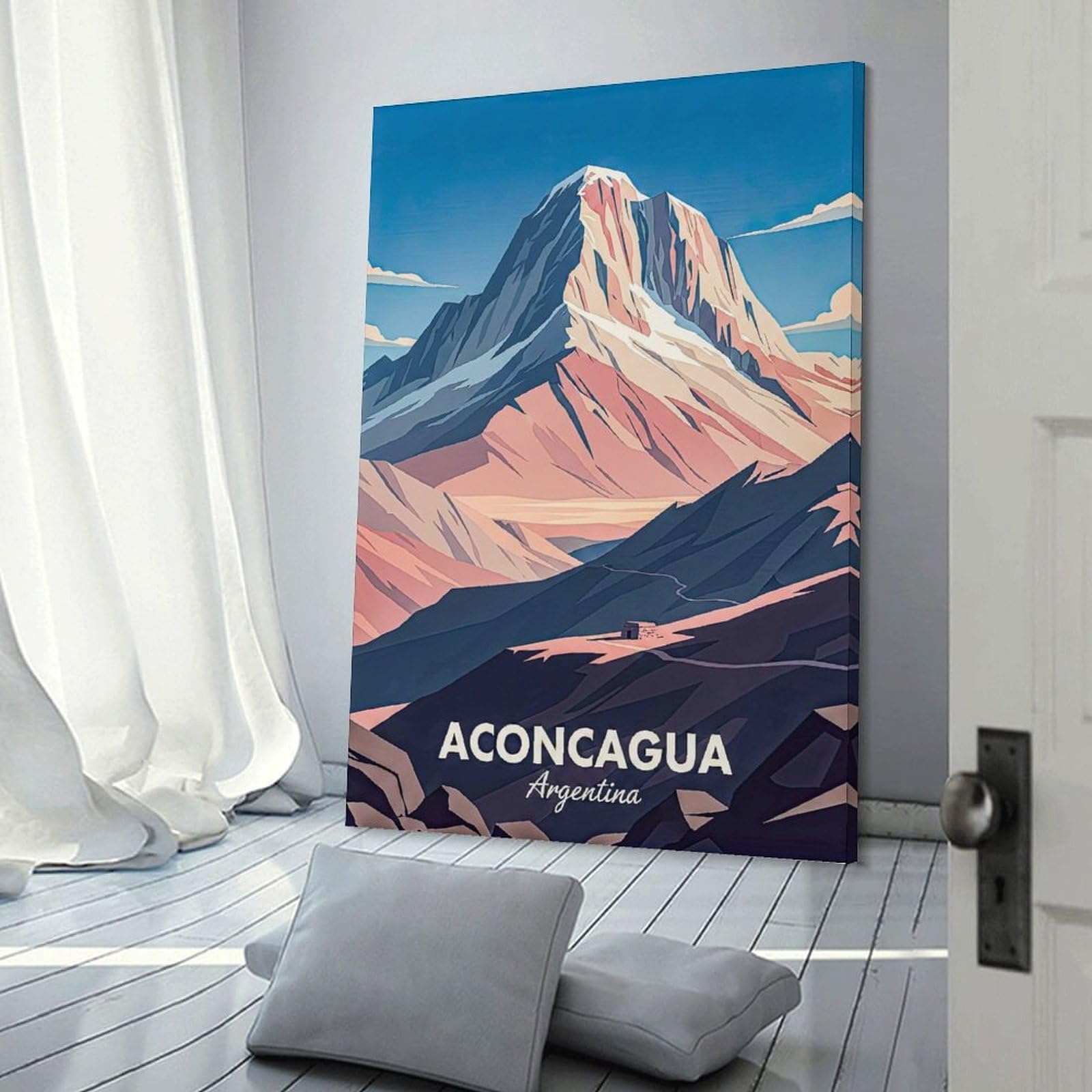 Junmoney Aconcagua Mountain Room Decor Wall Art 24x36inch(60x90cm), for Bedroom Walls, Guest Spaces Or Lounges, An Easy Wall Refresh for Bedrooms