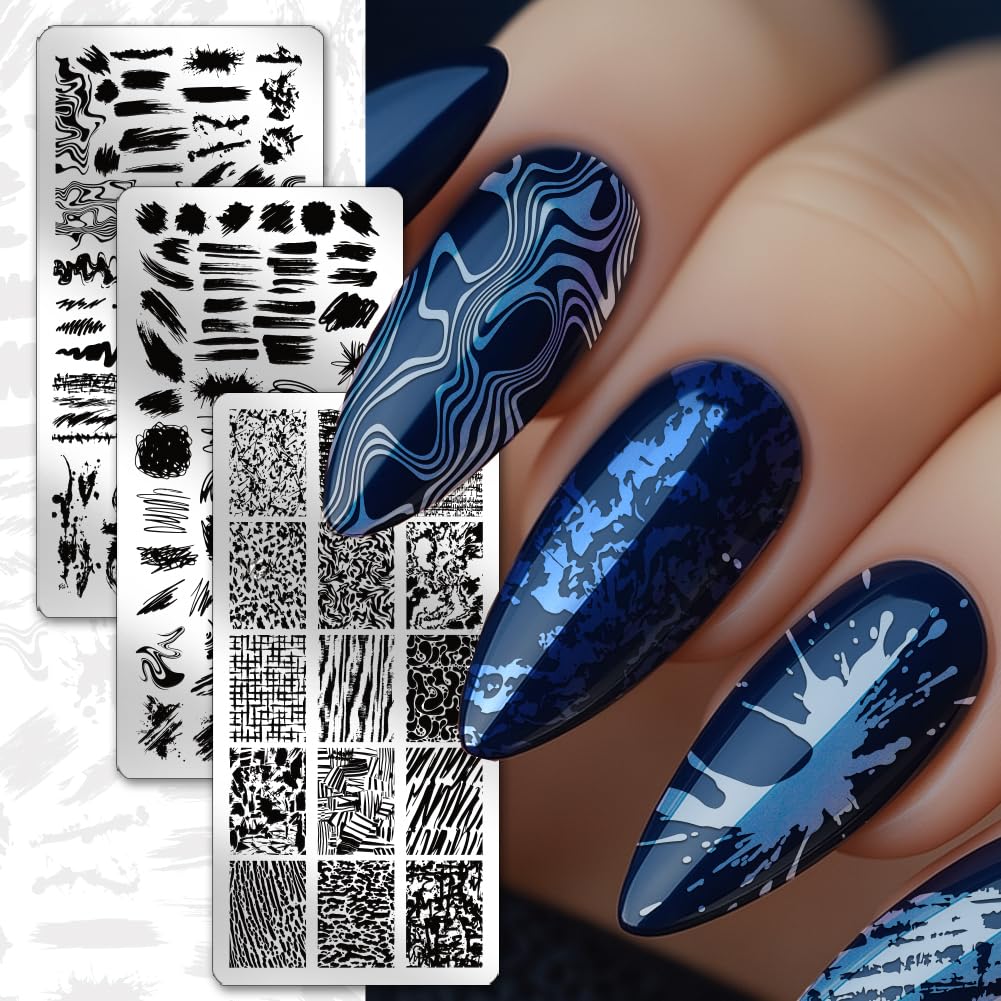 PH PandaHall 3pcs Brush Texture Nail Stamping Plate - Image 3