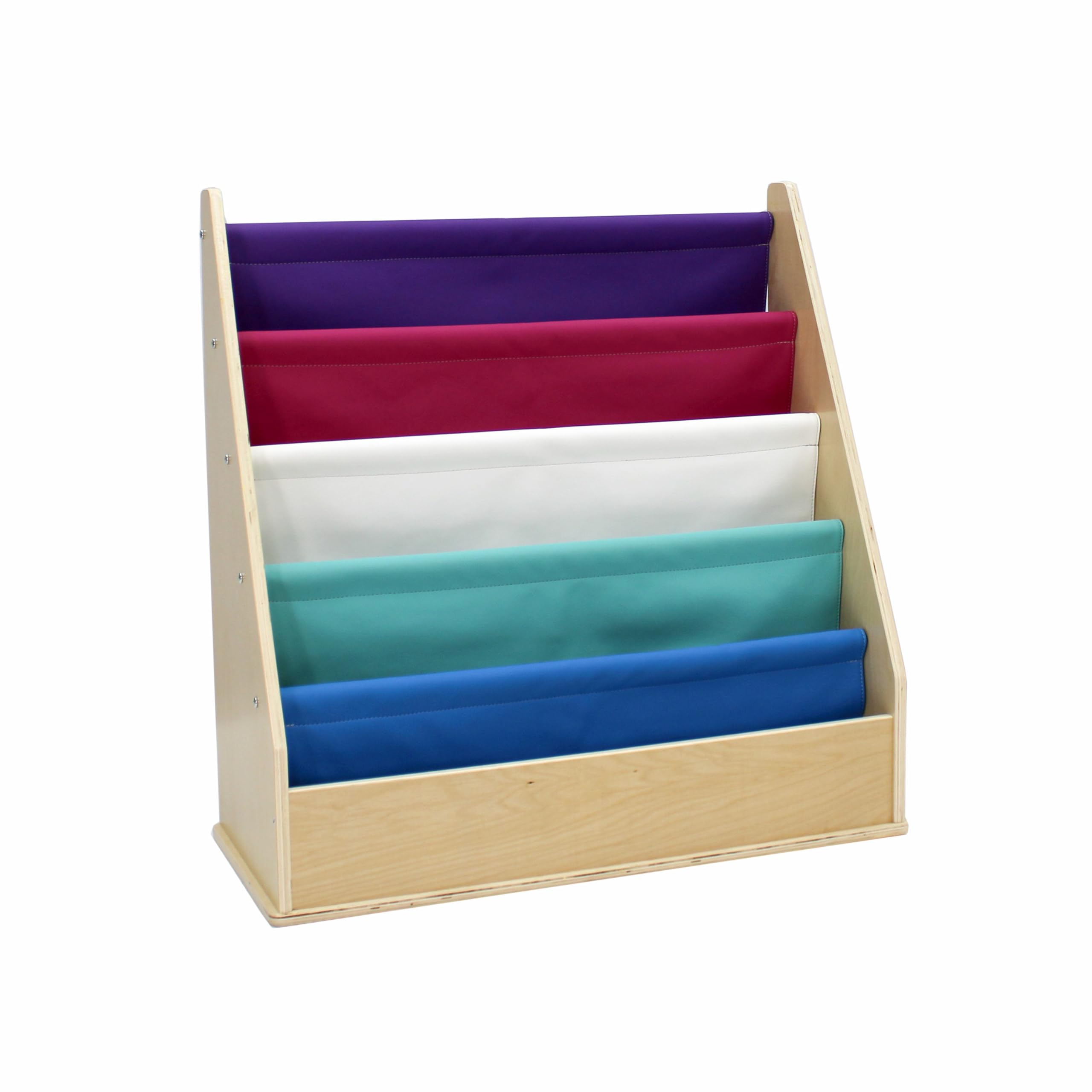 FDP Birch SoftScape Sling Book Display, 4-Shelf Vinyl Storage for Kid's Books and Magazines, Children's Furniture for Bedroom, Playroom, Daycare,