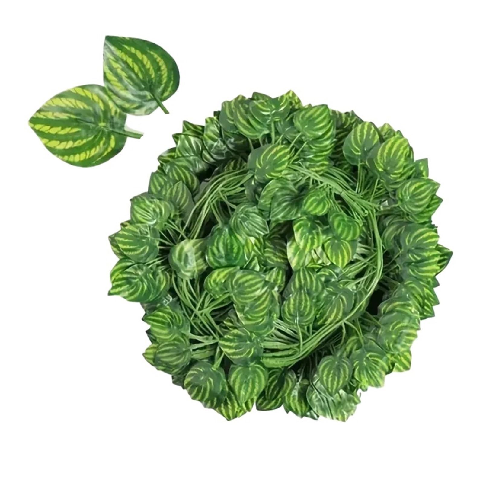 Sztuczna girlanda z bluszczu, sztuczne zielone liście rattanu do dekoracji domu, ogrodu, wesela i imprezy – arbuz(96M(48pcs))