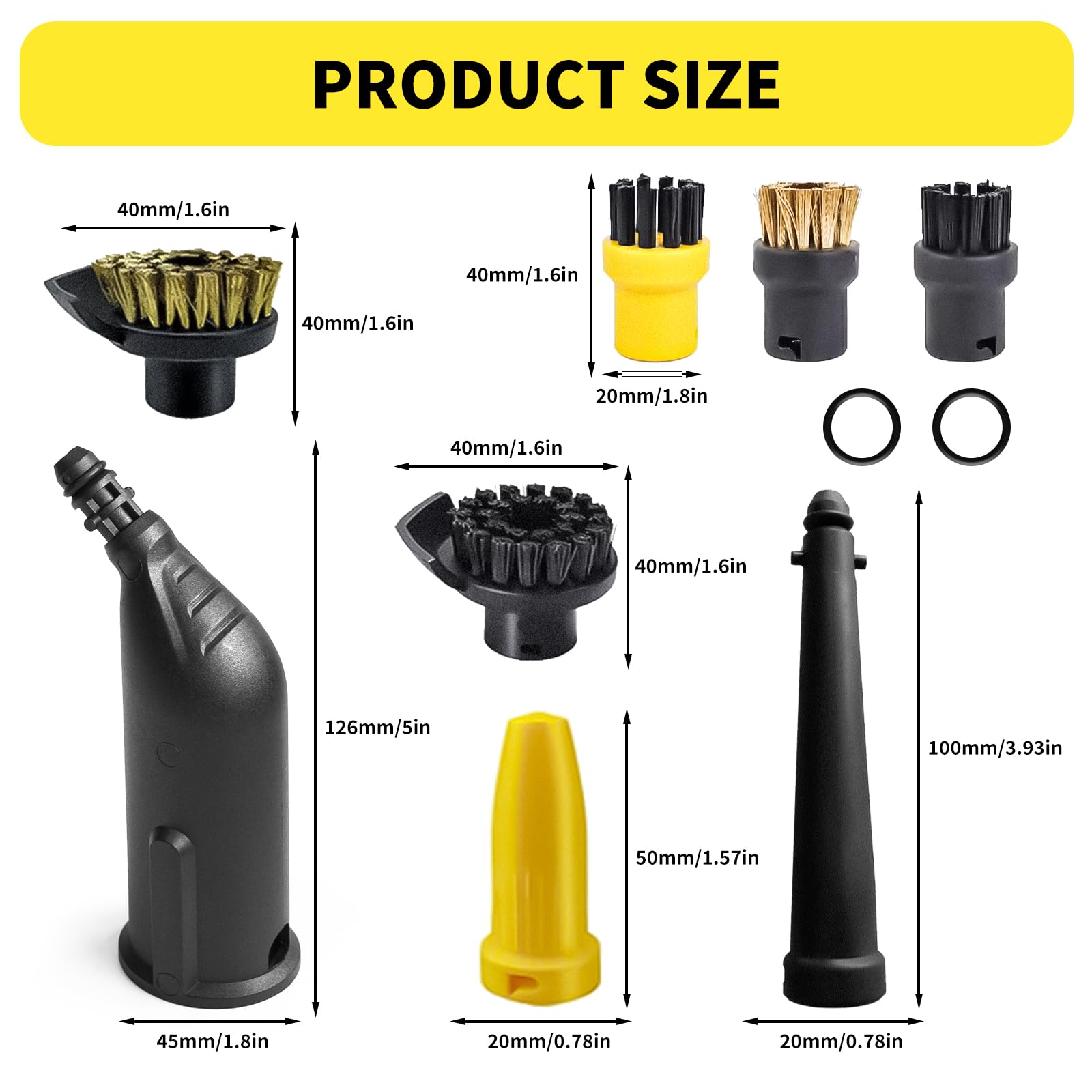 Lot de 10 accessoires pour nettoyeur vapeur Kärcher SC1 SC2 SC3 SC4 SC5, buse manuelle, kit de pièces de rechange, avec buse allongée, buse incurvée, brosse ronde, buse à joints, sceau, accessoires