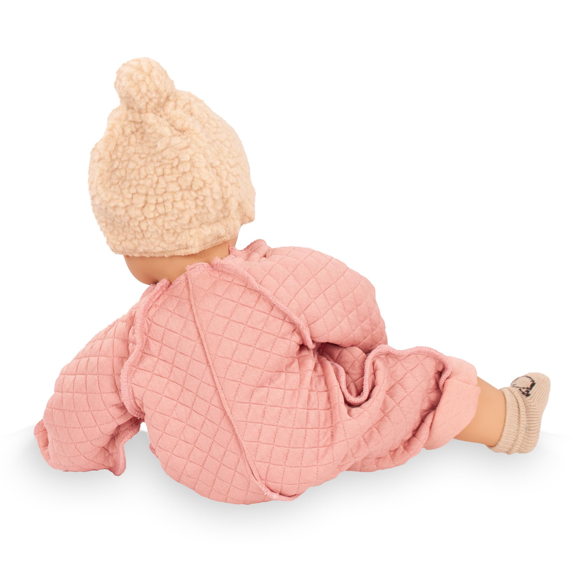 Götz 2627972 Maxy Muffin Bärig Puppe 42 cm Babypuppe braune Schlafaugen | 7-tlg, ohne Haare, Weichkörper, für Kinder ab 3 Jahren, waschbar, mit Schnuller, Plüschmütze und Strümpfchen