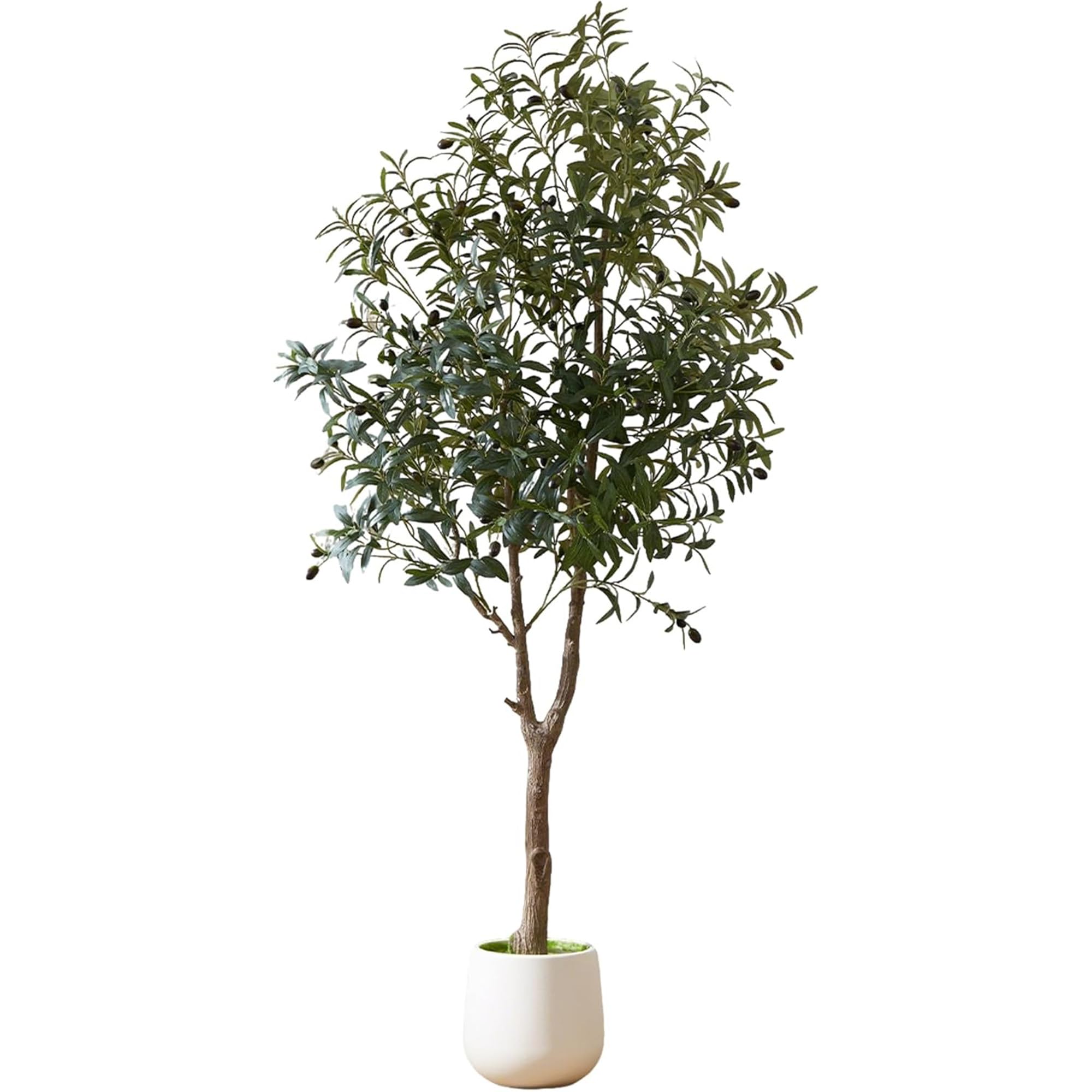 ZKIODV Ulivo Piante Finte da interno Alta, 180 cm Albero di Ulivo Artificiale con Vaso Bianco, Pianta Finta Realistica Decor, Piante Artificiali per Casa Ufficio Hotel, Interno/Esterno, Olive Tree