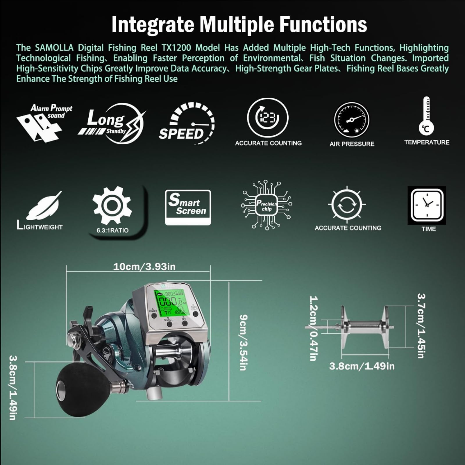 Smart Digital Baitcaster-Rollen, multifunktionale Angelrollen