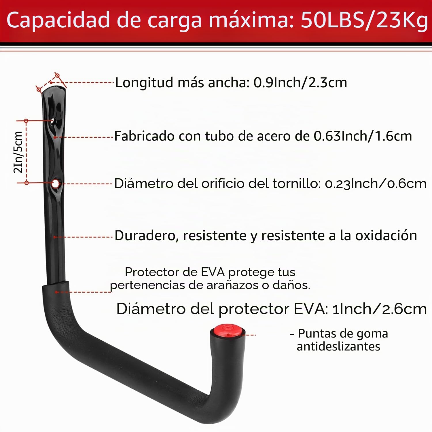Ganchos de almacenamiento resistentes para garaje, colgador de almacenamiento de escaleras de 25 cm para montaje en pared para escalera, bicicleta, herramientas de jardín, silla plegable, pala