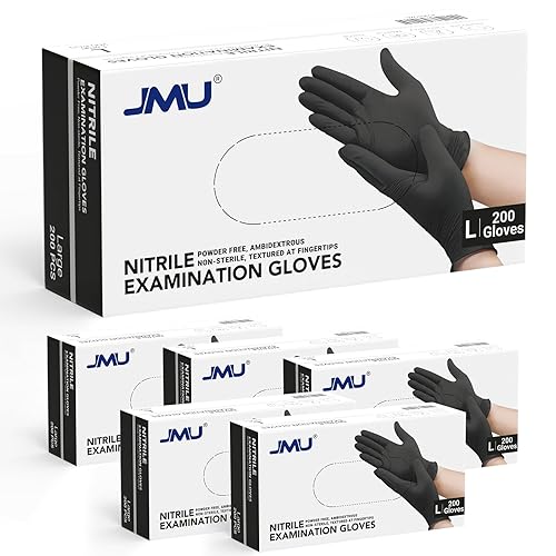 Miniatura 24 de JMU Guantes de nitrilo negros, tamaño pequeño, caja de 1200, guantes de examen de nitrilo de 3.5 mil, sin látex, sin polvo Negro -,Violeta