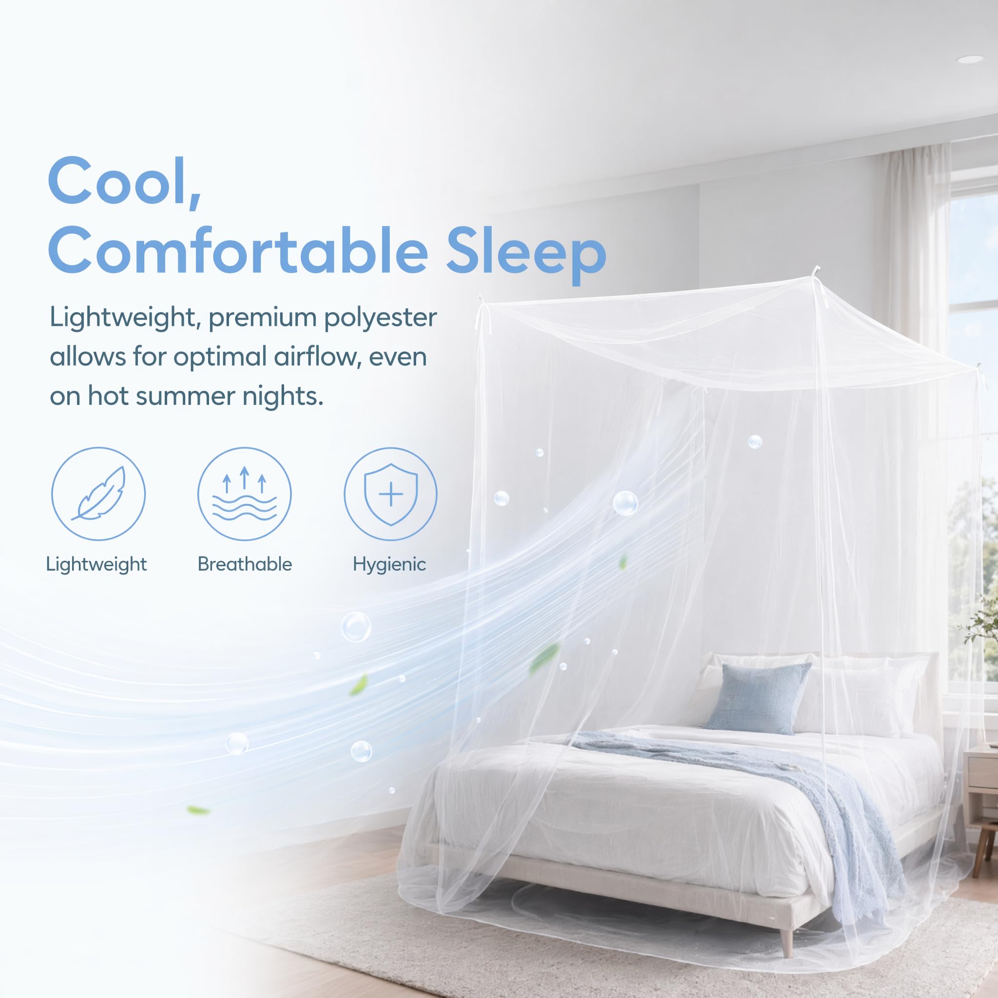 BUZIFU Zanzariera Letto Singolo Zanzariera Lettino da Campeggio con Kit Completo per la Sospensione Zanzariera Quadrata per Interni ed Esterni (200 * 100 * 190CM)
