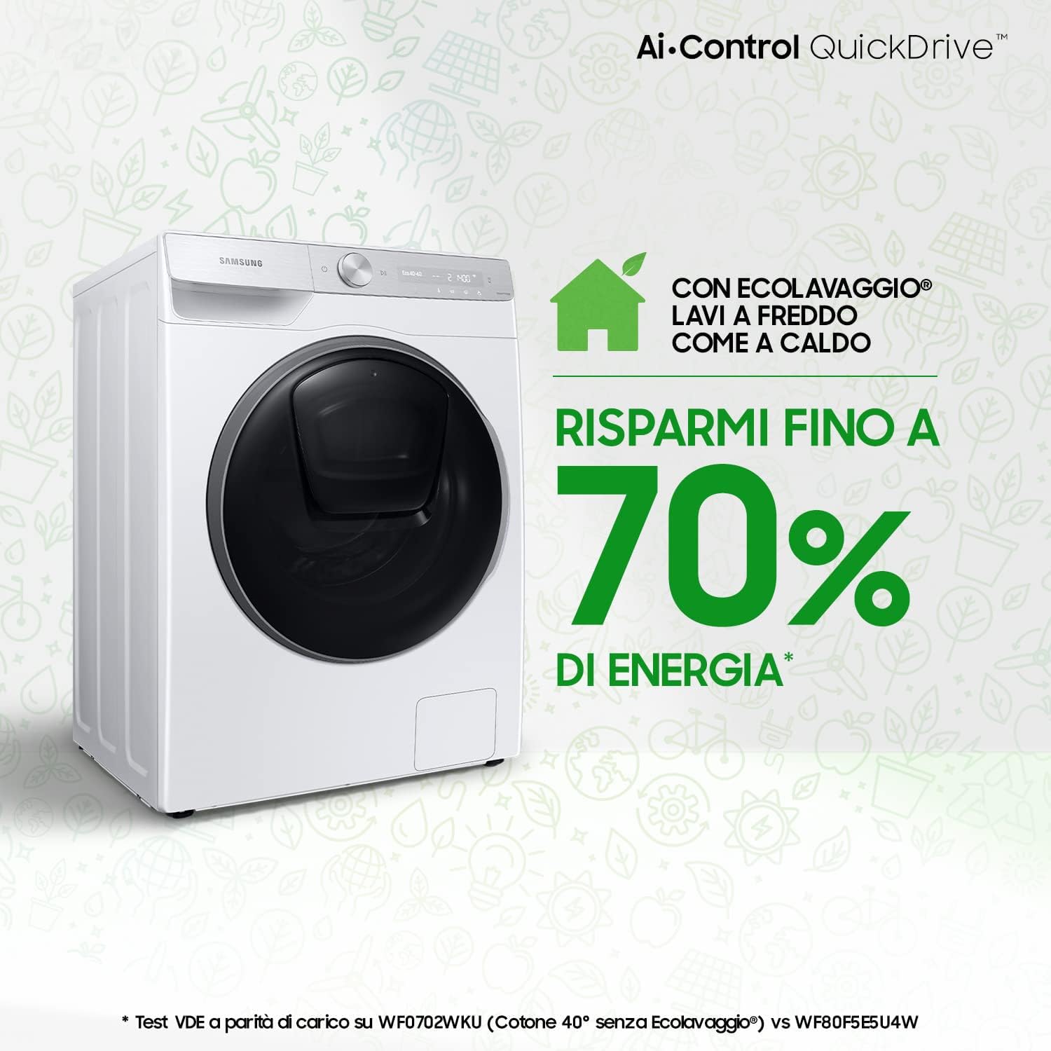 Samsung Lavasciuga Ai Control QuickDive™, WD90T954DSH/S3, Libera installazione, 9+6 Kg, 1400 RPM, Classe A/E, WI-FI, Vapore, Caricamento Frontale, 60l x 85h x 65p cm