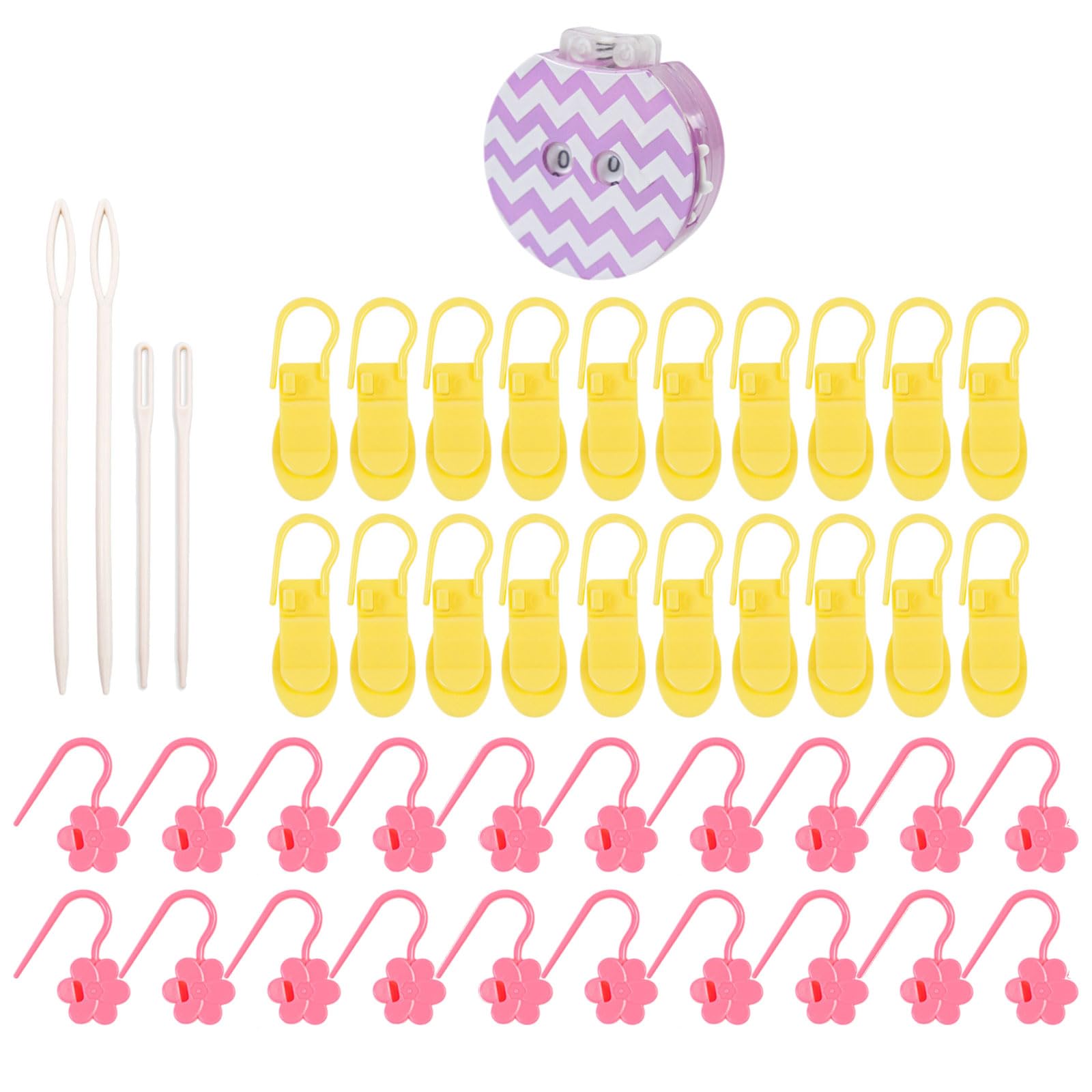 Row Counter and Loop Clip Accessories for Knitting Projects with Locking Clips, Bulb Markers and Yarn Finishing Tools Crochet Loop Clips Knitting Row Counter Yarn Finishing Tools Clear Storage Case