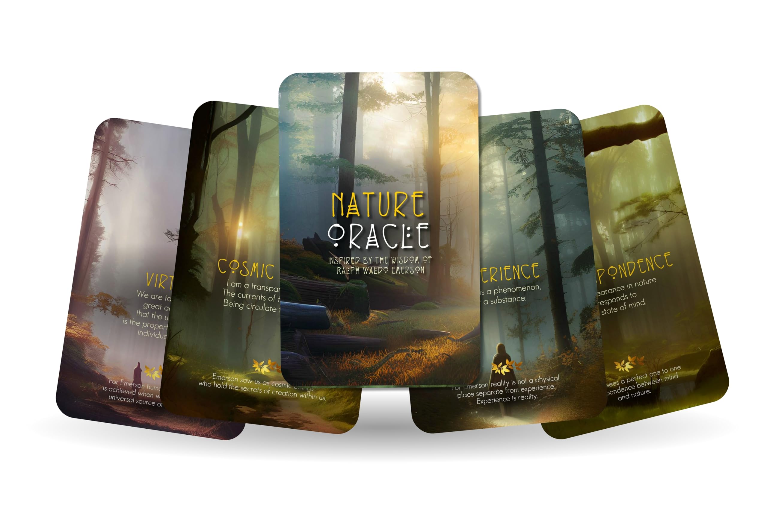 Ibiza Tarot Nature Oracle Cards - Inspired by The Wisdom of Ralph Waldo Emerson | Fortune Telling Oracle Cards Deck for Beginners | Authentic Experience - Set of 24 Cards