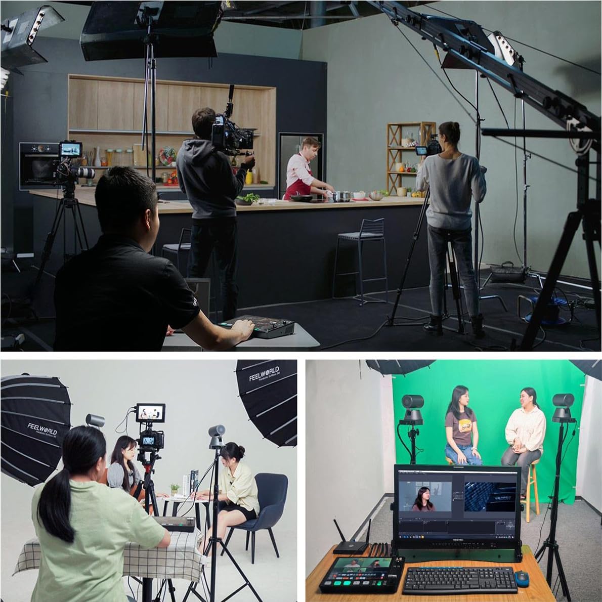 FEELWORLD L4 Multi Camera Video Mixer Switcher with 10.1 Inch Touchscreen Chroma Key 4X HDMI 1x SDI Input USB3.0 Output