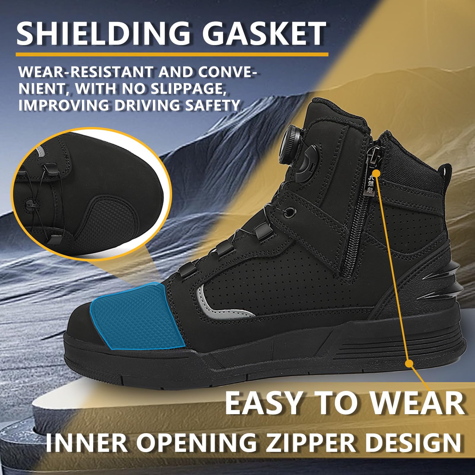 Bottes Motard Street Casual Antidérapantes et Cnfortables Respirantes avec Fermetures à Glissière Latérales Adaptées à Toutes Les Saisons
