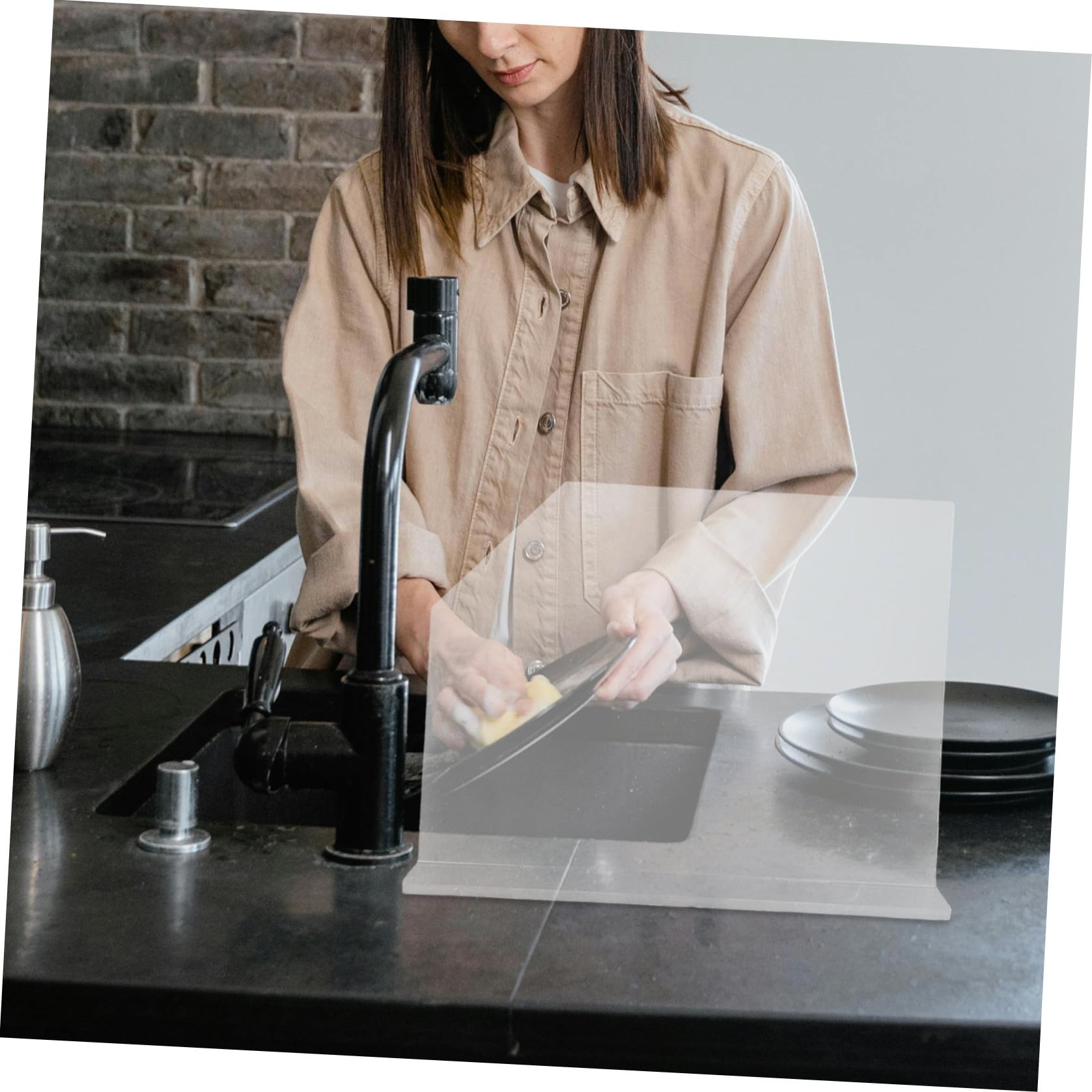 Paraschizzi per Lavello in Acrilico Trasparente Resistente all Acqua Protezione per Cucina e Bagno Facile da Pulire e Installare