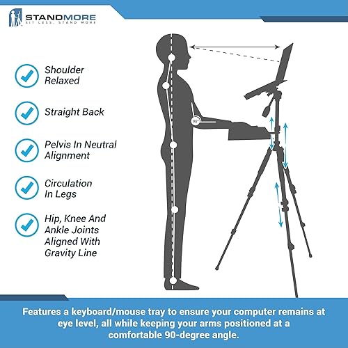 Miniatura 8 de Escritorio de pie portátil con bandeja para teclado, mesa ergonómica y ajustable en altura con bolsa de transporte para uso en interiores y