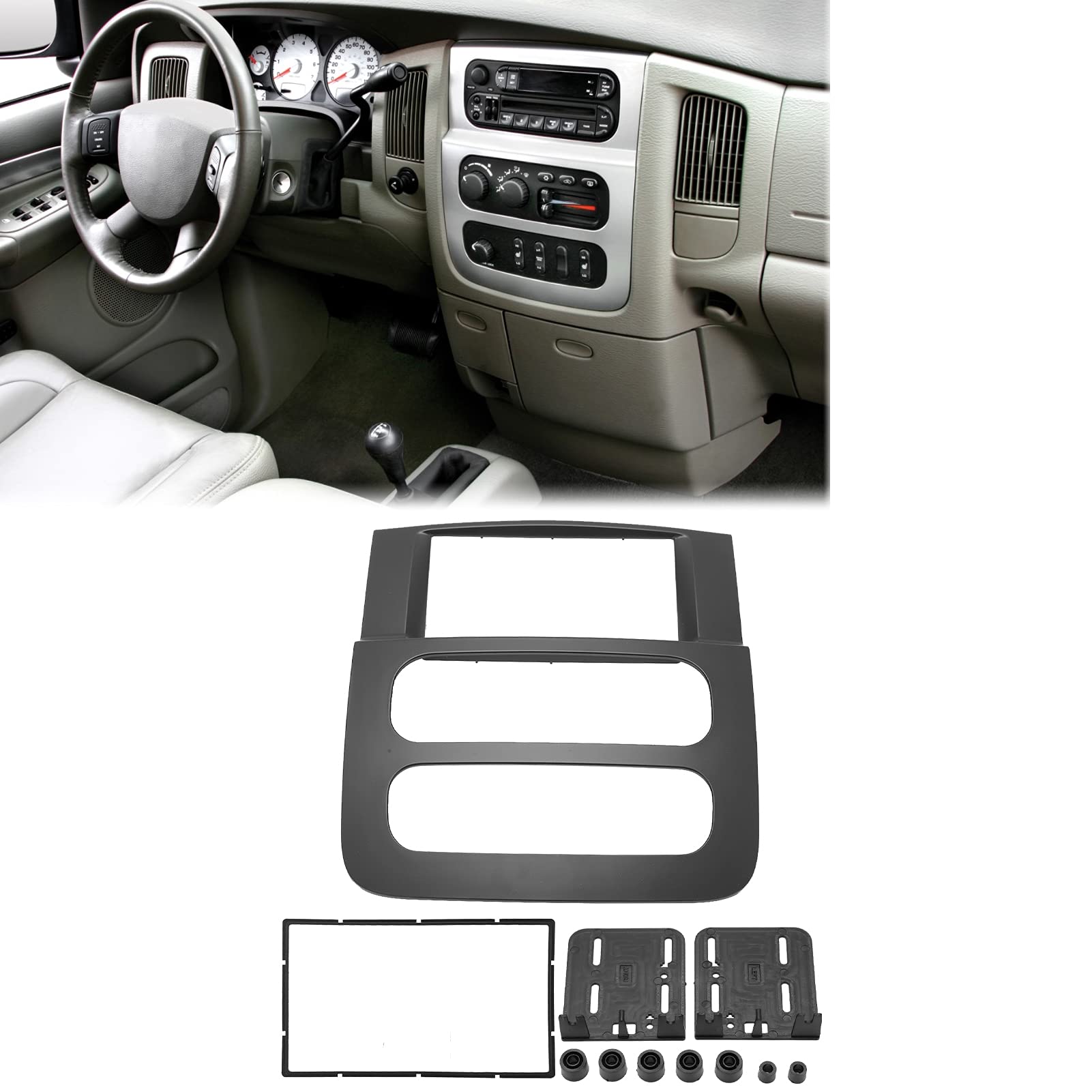 AMONIDA Marco de Fascia Estéreo para Radio de Coche 2DIN, Repuesto Elegante Apto para Truck 2002-2005, Material ABS, 2 Unidades