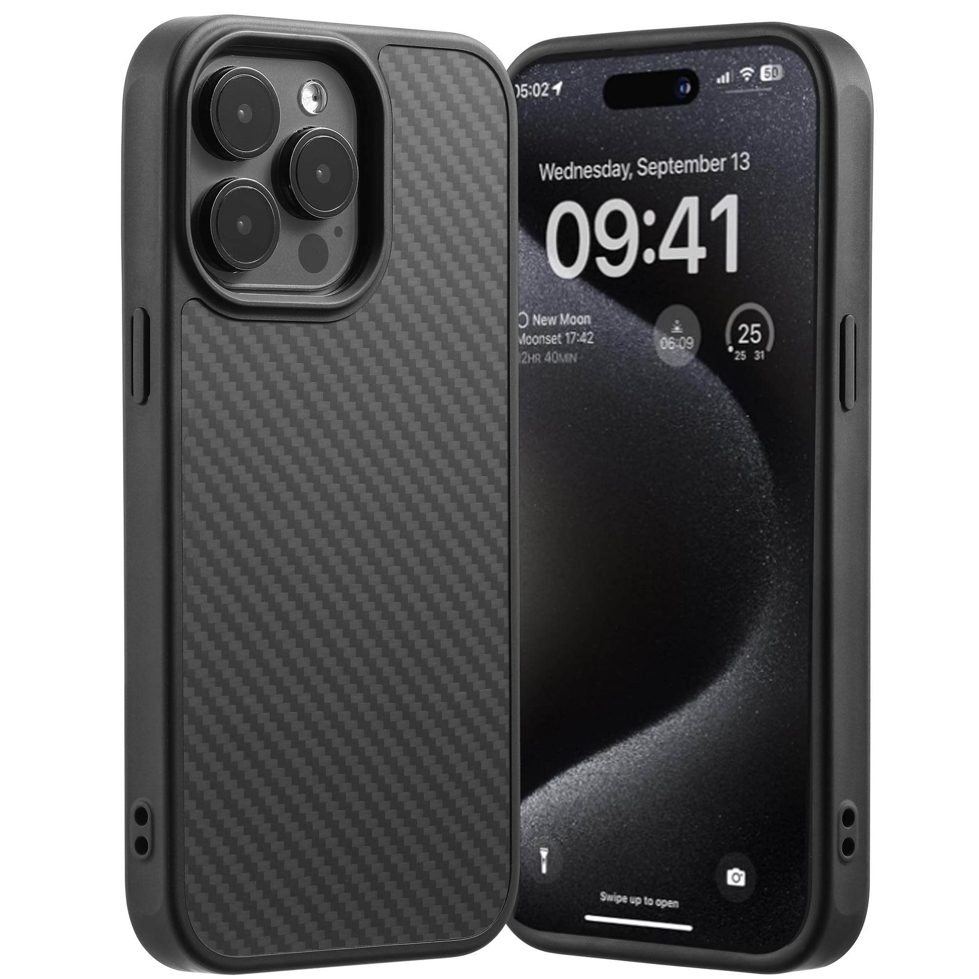 Carbon Fiber for iPhone 15 Pro Max Case, Fits magSafe Sturdy Protective Case for iPhone 15 Pro Max Carbon Fiber Aramid Fiber, Supports Wireless Charging, Carbon Fiber Black