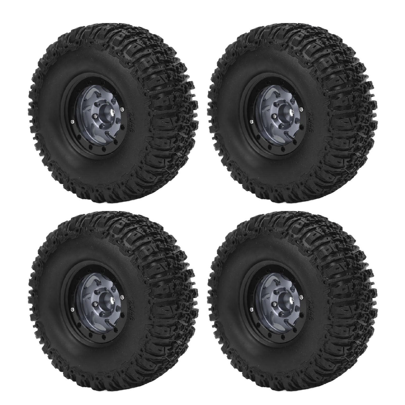 Gąsienica RC Stylowy Zestaw Piast kół ze Stopu Aluminium do Samochodu RC 4 szt. Zestaw Opon 120x46mm dla Entuzjastów (Kolor Ti)
