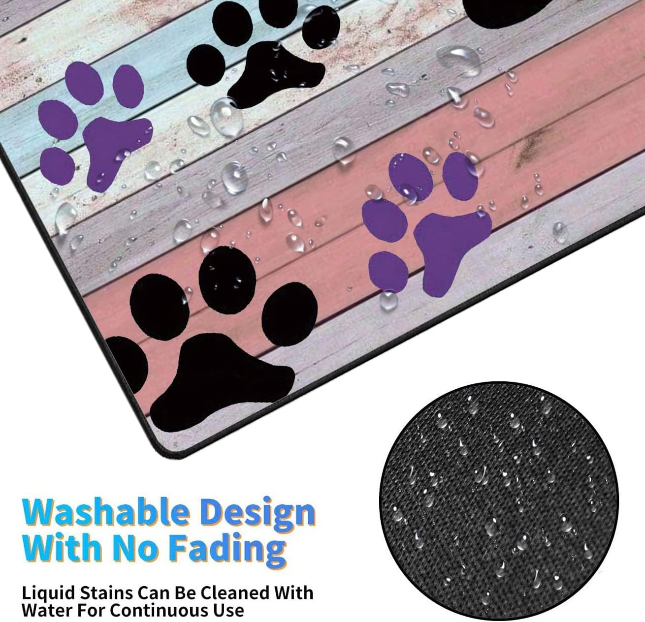 Extended Gaming Mouse Pad with Seam,Long XL Desktop Keyboard Pad,Suitable for Work/Game/Office/Home,Butterfly Wrist Rest Pad and Coaster,Rainbow Wood Grain Black and Purple Dog paw