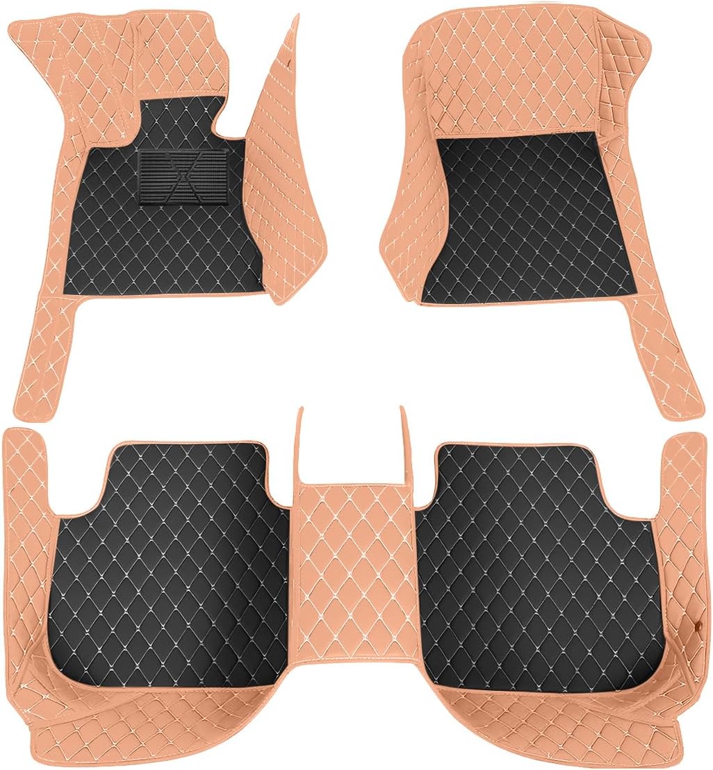 8X-Speed Car Floor Mats for Jeep Wrangler JL 2017-Present 4door Car Carpets Rug Lines PU Leather Floor Liner Black Gold