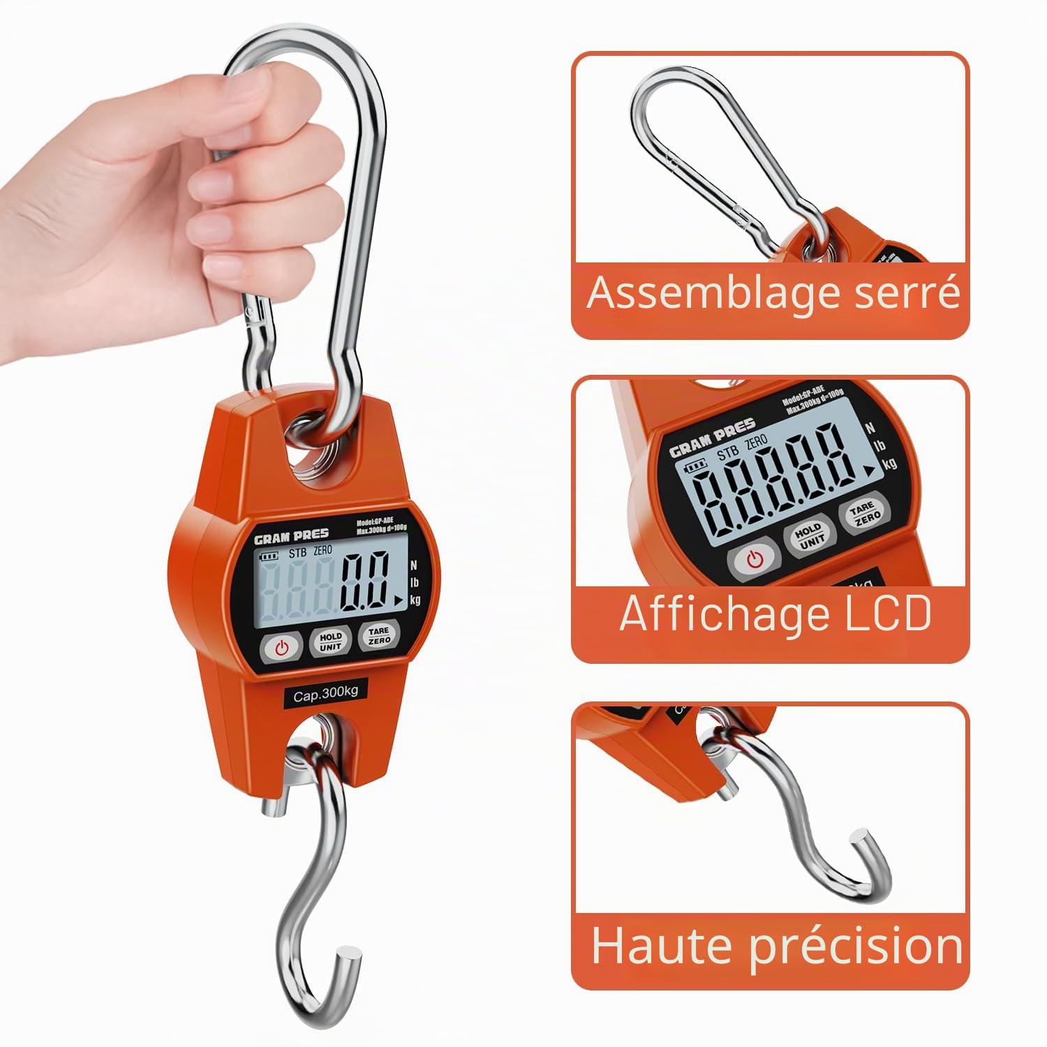 GRAM PRES Balance numérique suspendue, mini balance pour grue 660LB/300KG