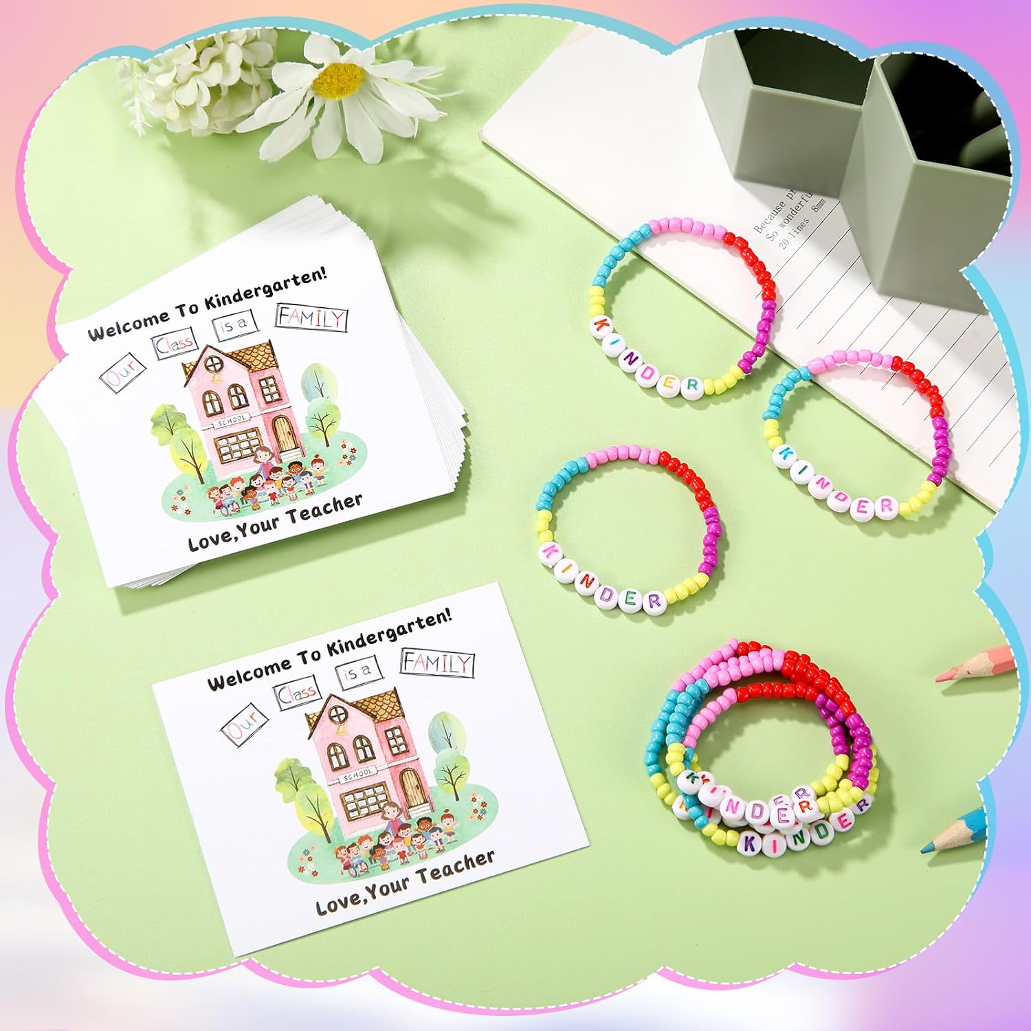 XunYee Our Class Is a Family Bracelets, 32 Sets, Kindergarten