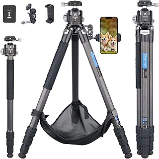 ARTCISE Stable CS80C 32.5mm Lightweight Compact Carbon Fiber Tripod with 44mm Low Profile Ball Head Kit Max Load 25 kg
