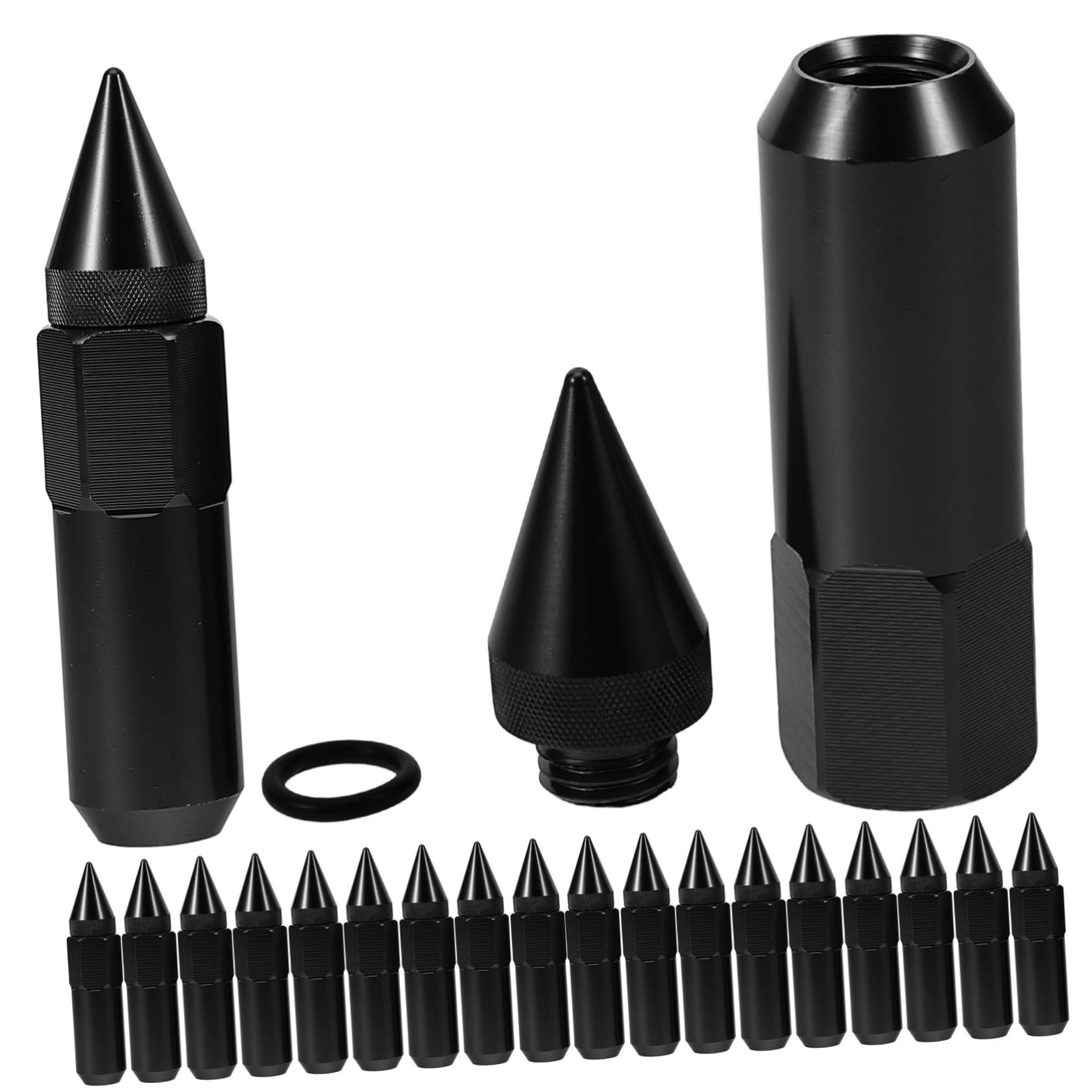 ULTECHNOVO Cache-écrous de Roue de Voiture 20 Pièces en Aluminium Noir Solides et Fiables pour Jantes Auto et Accessoires Automobiles
