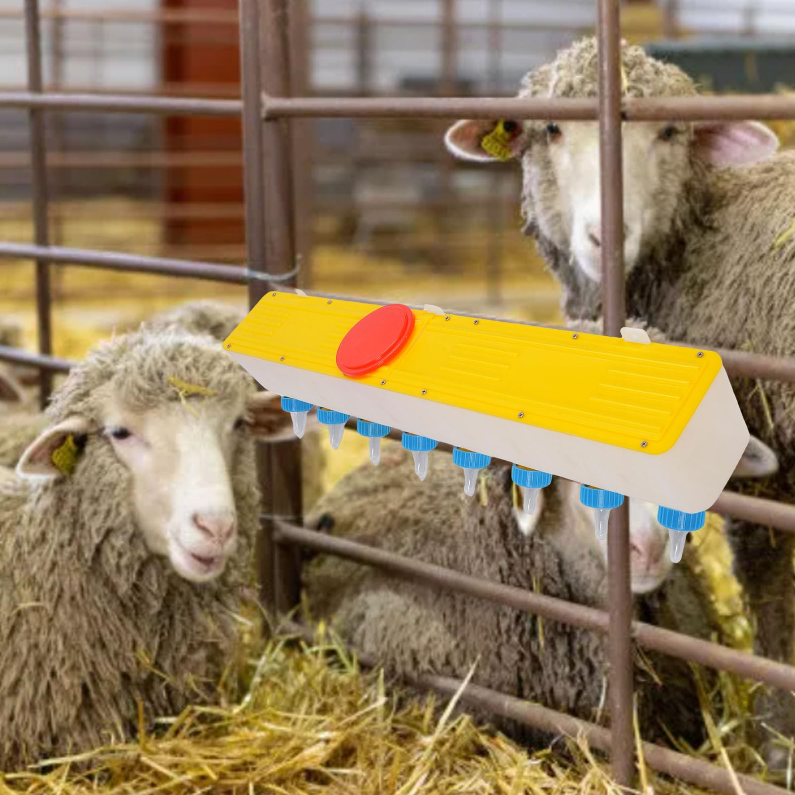 Topiky Paquete de 8 Biberones de Lactancia para Cordero y Alimentador de Leche para Lechones, Cabras, Ovejas, Biberón de Plástico ABS para Ganado con Múltiples Pezones, Kit de Lactancia