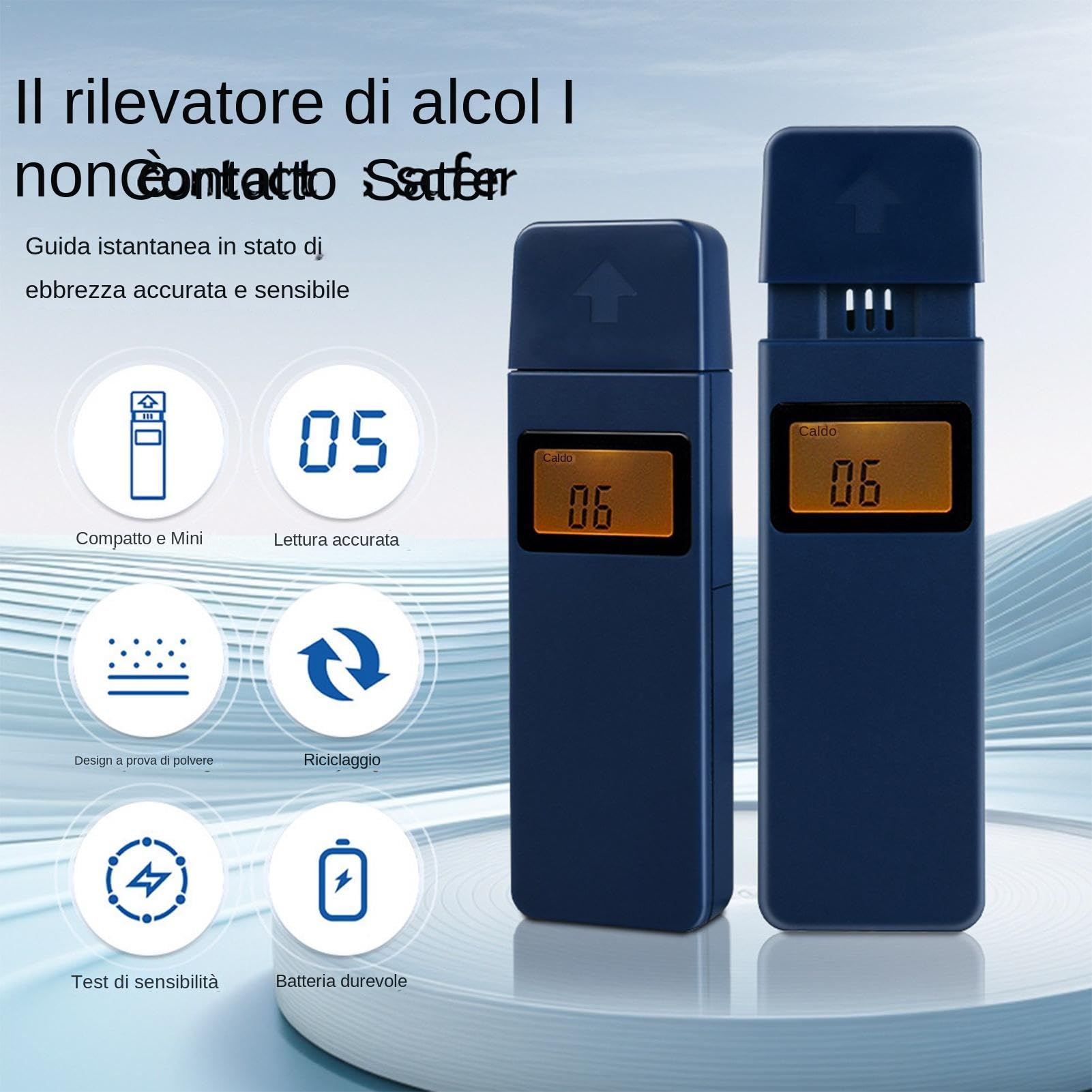 Rilevatore di alito di alcool: rilevatore di alcol ad alta precisione, tester di etilometro Portatile, con display LCD, etilometro professionale per funzione party