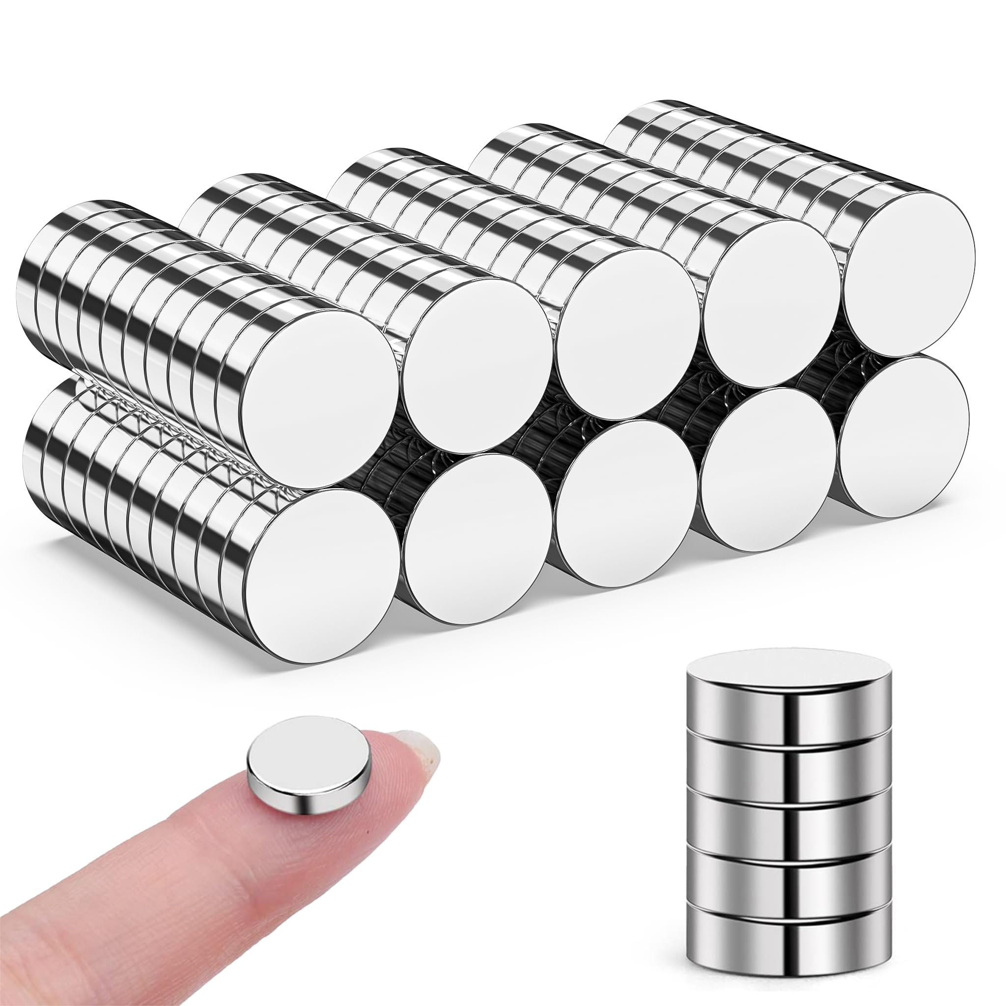 Pack of 100 Magnets Strong 10 x 3 mm, Magnets Extra Strong Small Magnets Fridge Strong Magnet Round Mini Magnets for Magnetic Board, Whiteboard, Pin Board, Office