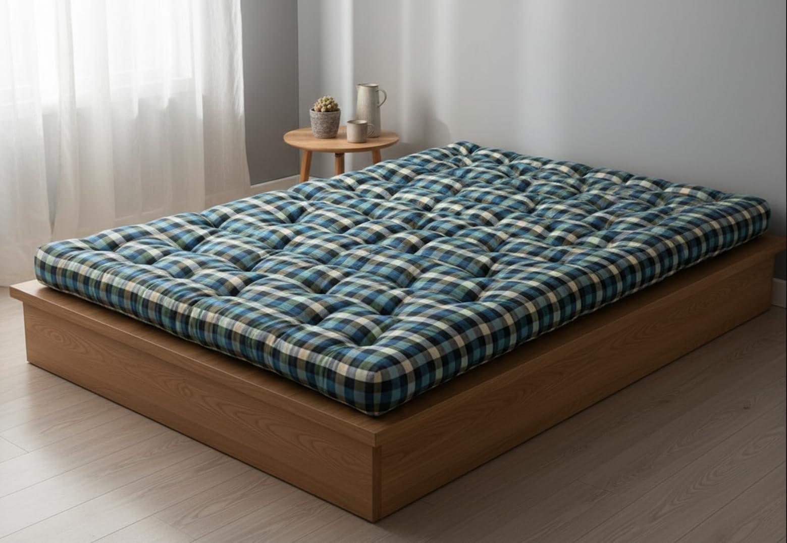 ATOOTFUSION Queen Size Soft Cotton Quilted Reversible Multicolor Cotton Mattress | Foldable & Stuffed Big Soft Cushy Star Design | Big Queen Bed (72X60X5 Inches)-image-18