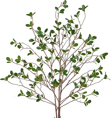 Dolicer 3 piezas de tallos de vegetación sintética de 31 pulgadas, ramas de ficus artificiales y tallos de ficus para jarrón, plantas decorativas de