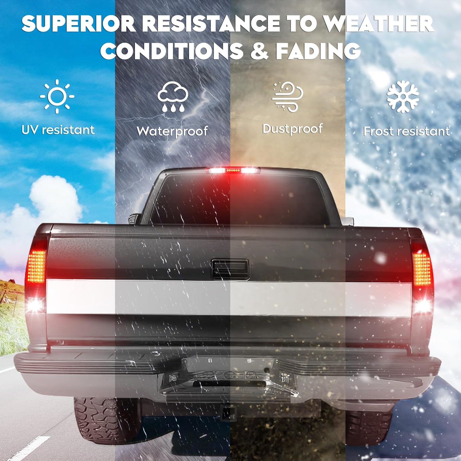 LED Tail Lights Assembly + 3rd Third Brake Cargo Lamp Fit for 97-03 Ford F-150, for 2004 F-150 Heritage Pickup, High Mount Stop Light Rear Taillight Clear Lens, 3 Pcs