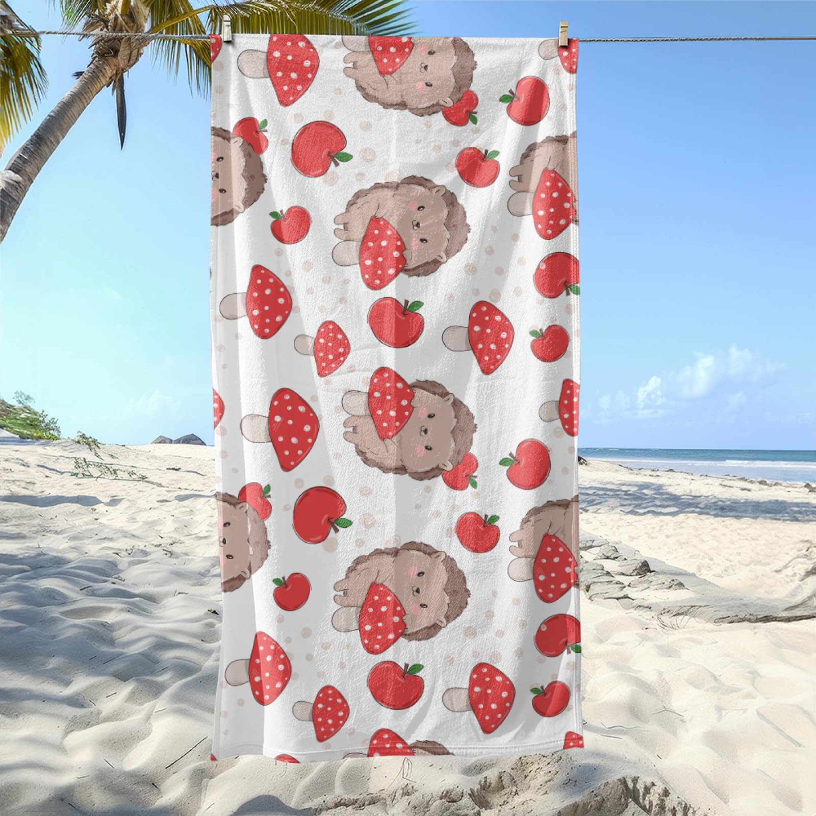 Mikrofaser Handtuch Groß 100X180 Braune Tiere Rote Pflanzen Strandtuch Kompakt Für Reisen Sport Und Strand Schnelltrocknend Als Sauna und Badetuch Groß Fitness Schwimmen