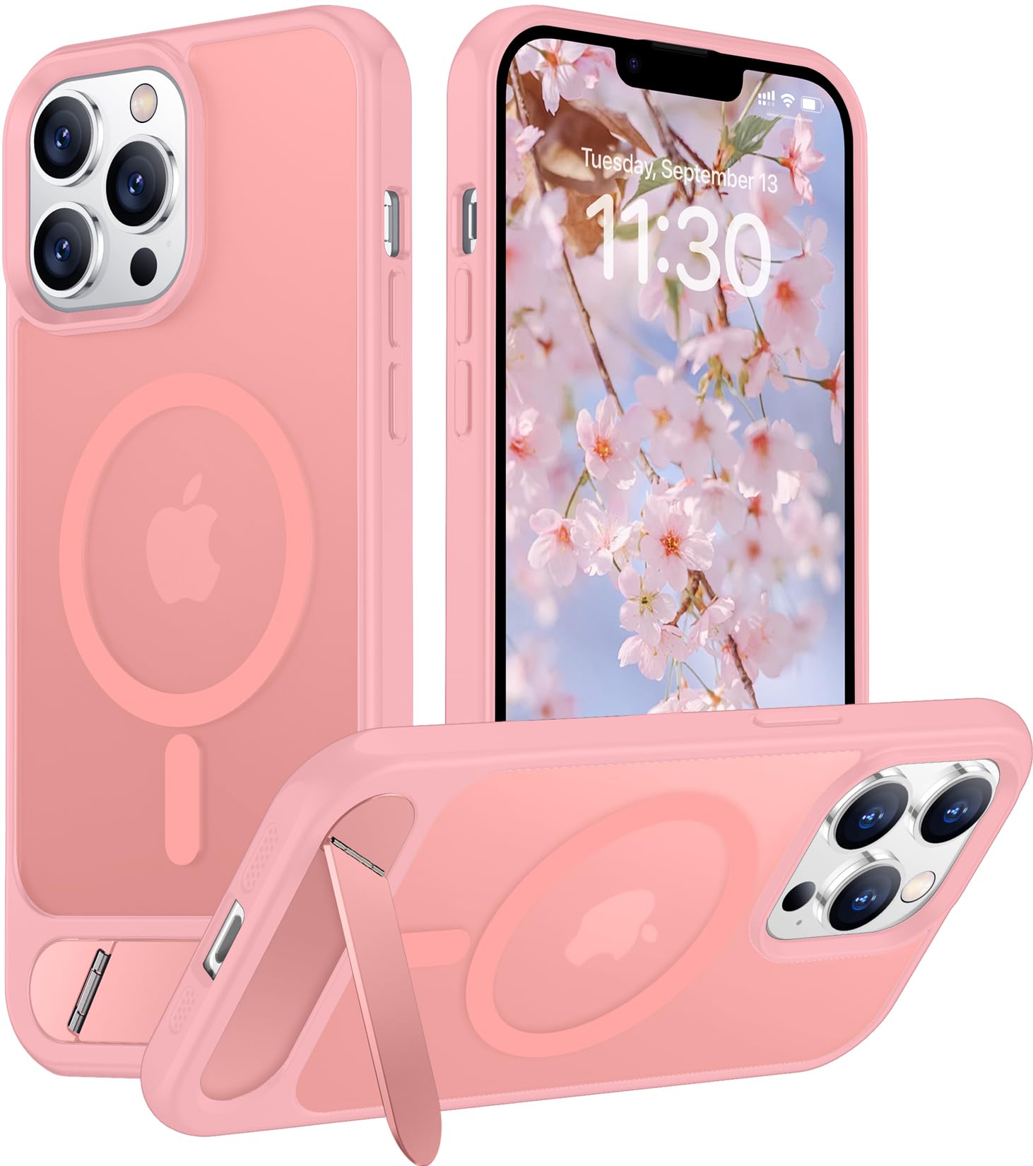 Temdan Magnetic Compatible with iPhone 13 Pro Case, [Built-in Invisible Kickstand][Compatible with MagSafe] [Military Grade Shockproof] Slim Translucent Matte Phone Case for iPhone 13 Pro 6.1"